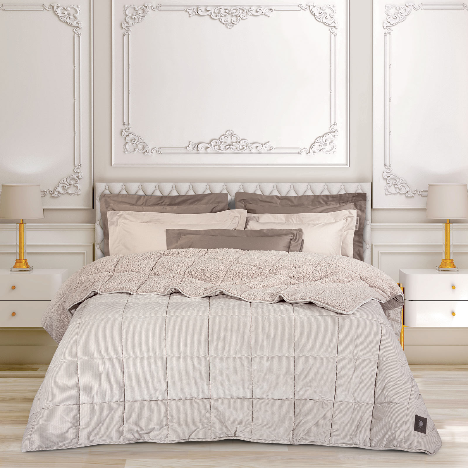 Greenwich Polo Club Κουβερτοπάπλωμα Κοτλέ Sherpa Υπέρδιπλο 220x240εκ. Essential 3481 Taupe Greenwich Polo Club (Ύφασμα: Polyester, Χρώμα: Taupe) - Greenwich Polo Club - 221910203481