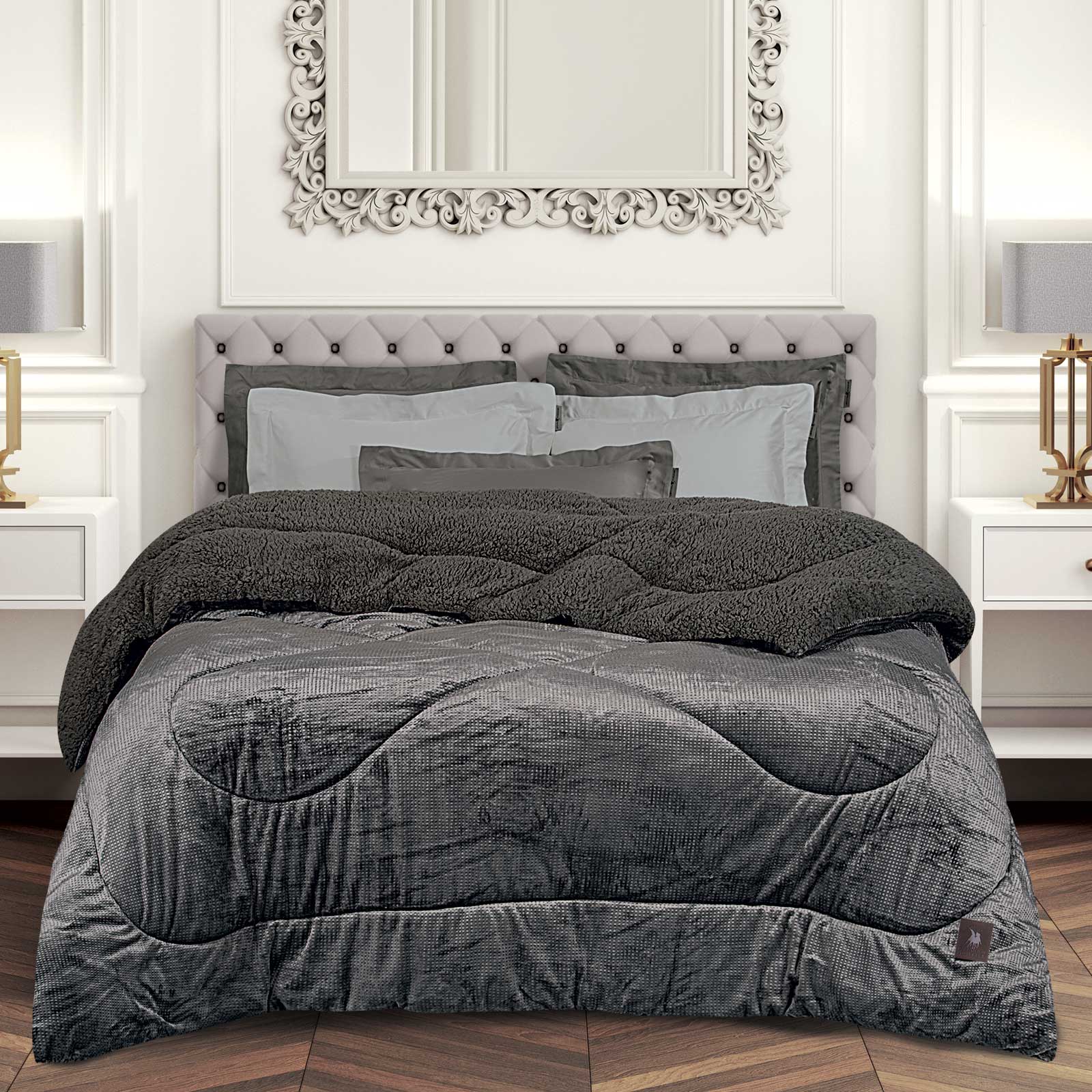 Κουβερτοπάπλωμα Flannel Υπέρδιπλο 220x240εκ. Essential 3956 Grey Greenwich Polo Club (Ύφασμα: Polyester, Υλικό: Flannel 100%, Χρώμα: Γκρι, Μέγεθος: Υπέρδιπλα) - Greenwich Polo Club - 221910203956