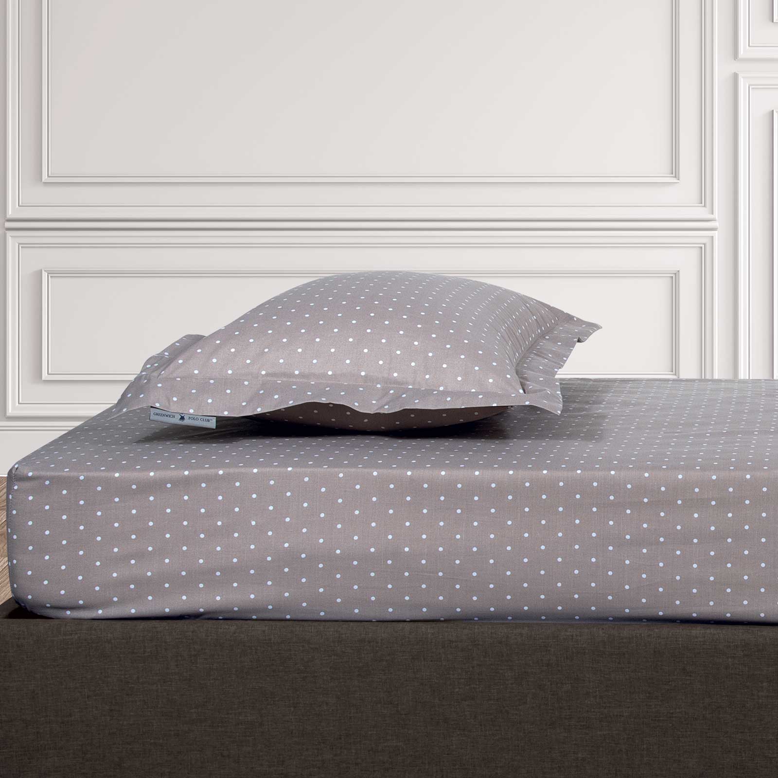 Σεντόνι Μεμονωμένο Polycotton King Με Λάστιχο 180x200+35εκ. Loft 2504 Σπαγγί Πουά Greenwich Polo Club (Τύπος κατωσέντονου: Με Λάστιχο, Χρώμα: Σπαγγί, Ύφασμα: 70% Βαμβάκι-30% Polyester, Μέγεθος: King Size) - Greenwich Polo Club - 222182002504