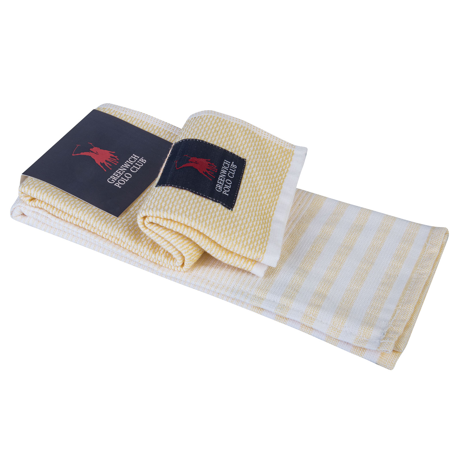 Σετ 2τμχ Πετσέτες Κουζίνας Βαμβακερές 40x60εκ. Essential 2708 Κίτρινο-Λευκό Greenwich Polo Club (Ύφασμα: Βαμβάκι 100%, Χρώμα: Λευκό) - Greenwich Polo Club - 227040602708