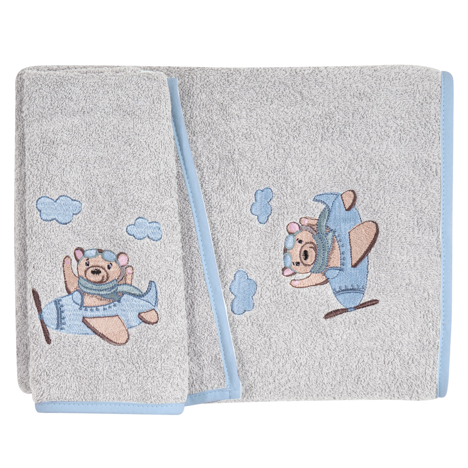 Σετ Πετσέτες 2τμχ Βαμβακερές Bebe Με Κέντημα Essential 8851 Μπλε-Γκρι Greenwich Polo Club (Ύφασμα: Βαμβάκι 100%, Χρώμα: Μπλε) - Greenwich Polo Club - 230708008851