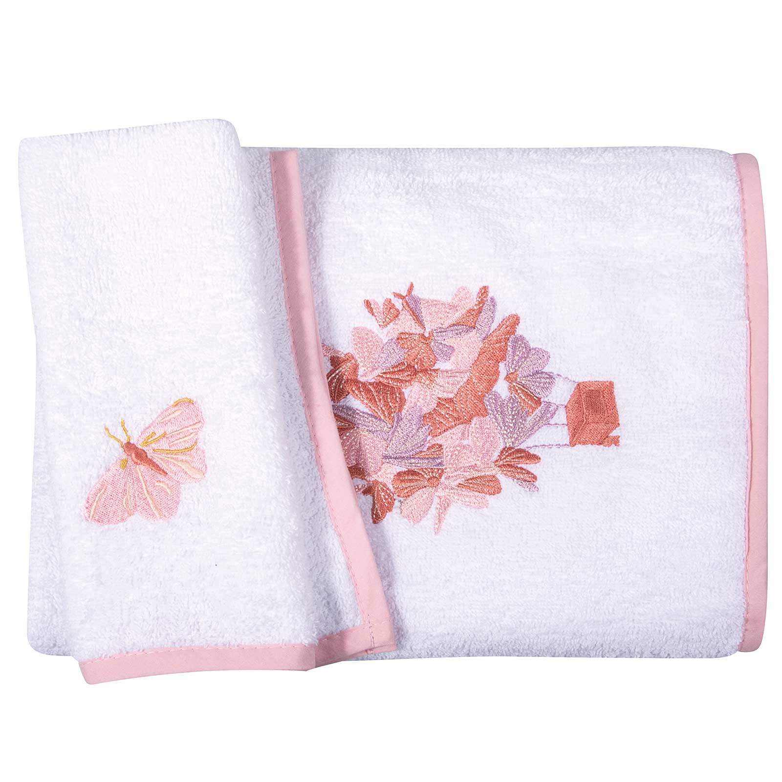 Σετ Πετσέτες 2τμχ Βαμβακερές Με Κέντημα Essential 8864 Pink-White Greenwich Polo Club (Ύφασμα: Βαμβάκι 100%, Χρώμα: Λευκό) - Greenwich Polo Club - 230708008864