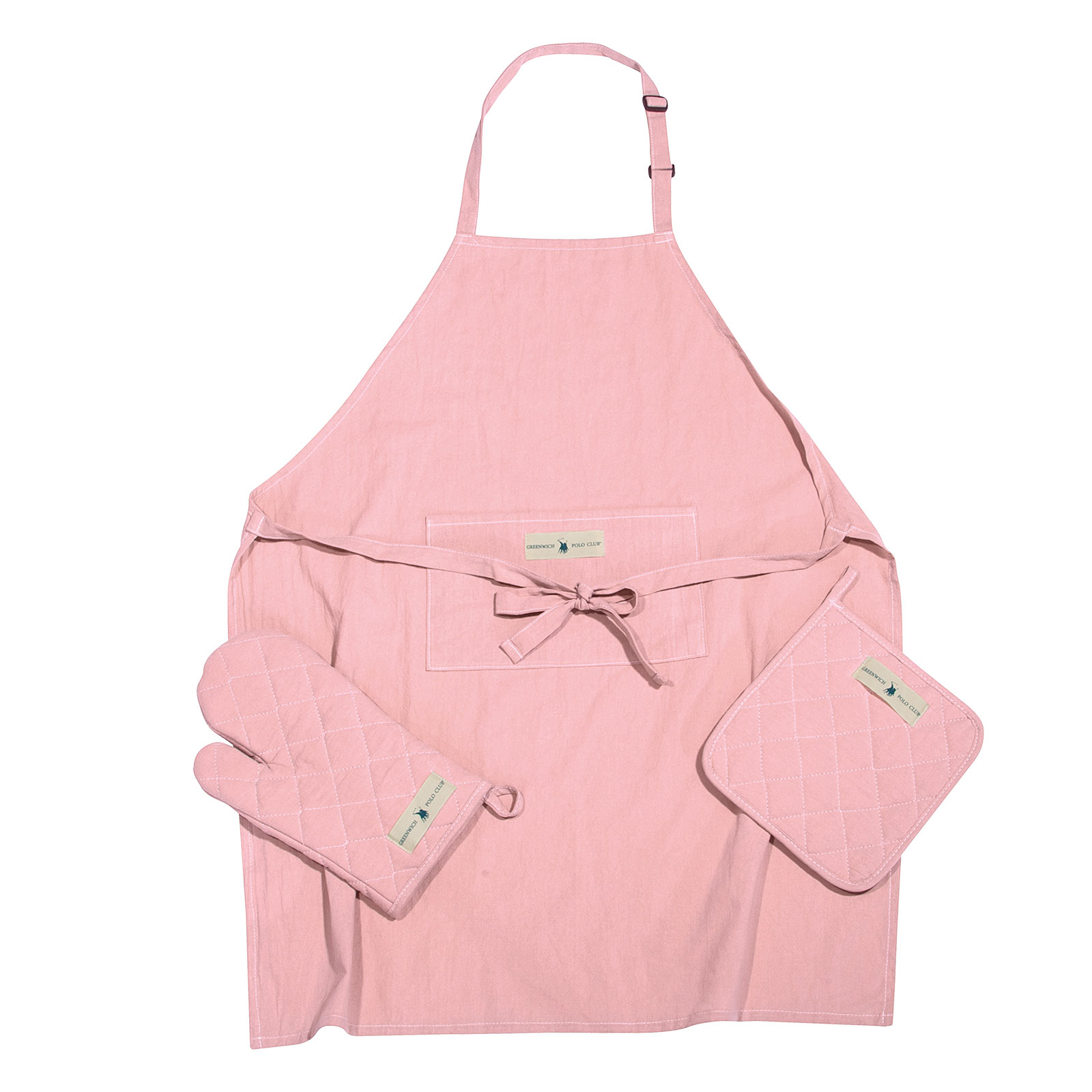 Greenwich Polo Club Σετ Κουζίνας 3τμχ Βαμβακερό Ροζ Essential 2639 Greenwich Polo Club (Ύφασμα: Βαμβάκι 100%, Χρώμα: Ροζ) - Greenwich Polo Club - 237000102639