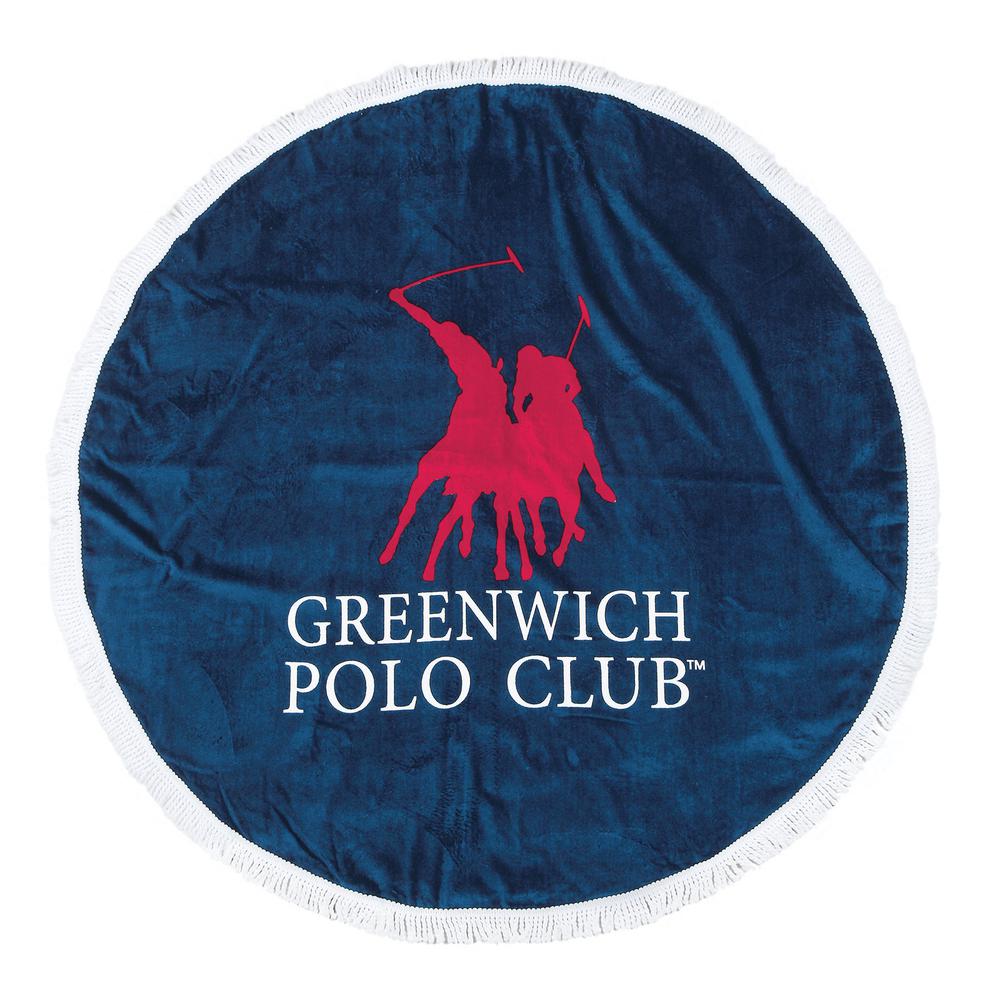 Πετσέτα Θαλάσσης Στρογγυλή Βαμβακερή 160εκ. Essential 2824 Greenwich Polo Club (Ύφασμα: Βαμβάκι 100%, Χρώμα: Μπλε) - Greenwich Polo Club - 267160002824 141613