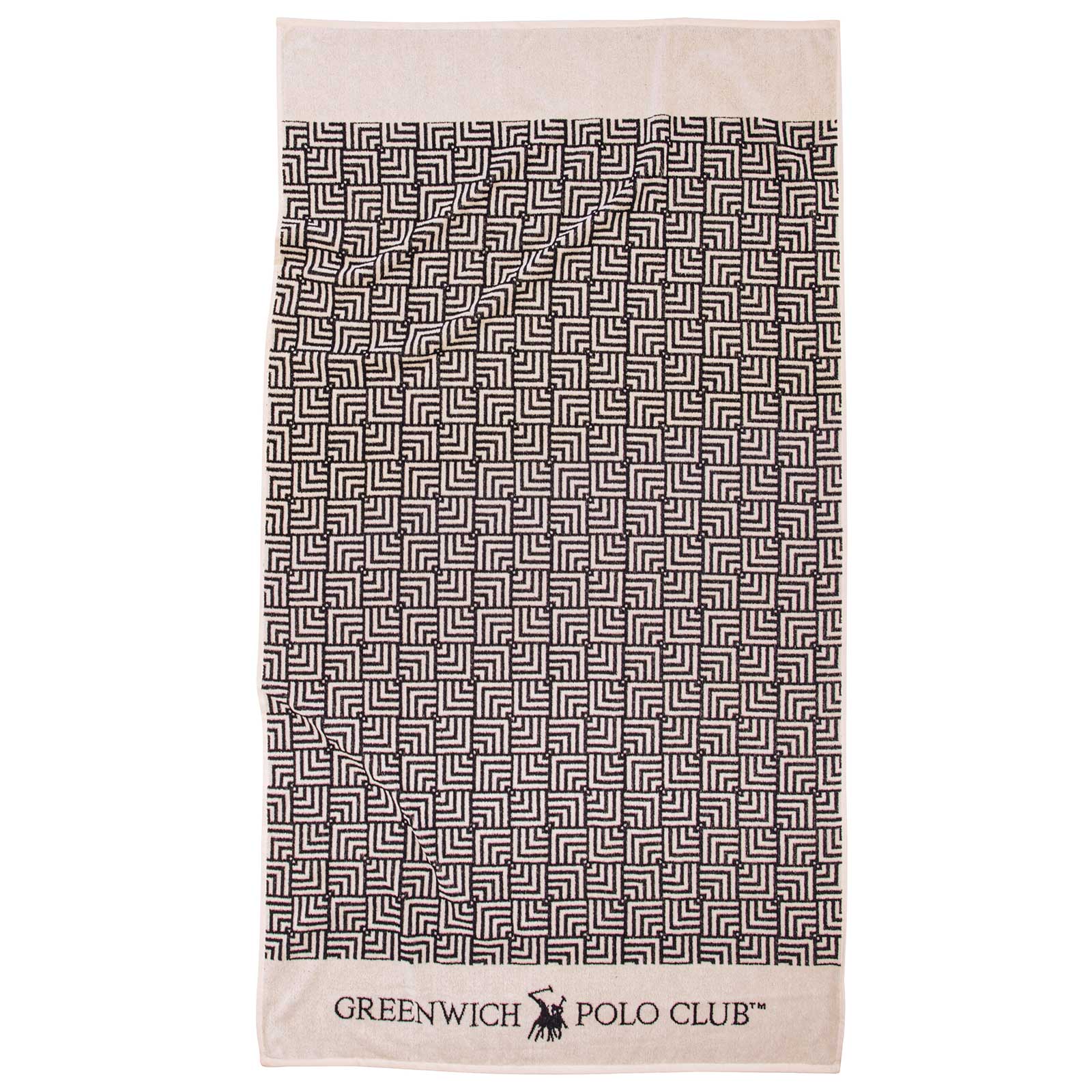 Πετσέτα Θαλάσσης Βαμβακερή 90×170εκ. Essential 3732 Εκρού-Μαύρη Greenwich Polo Club (Ύφασμα: Βαμβάκι 100%, Χρώμα: Μαύρο) – Greenwich Polo Club – 267901703732
