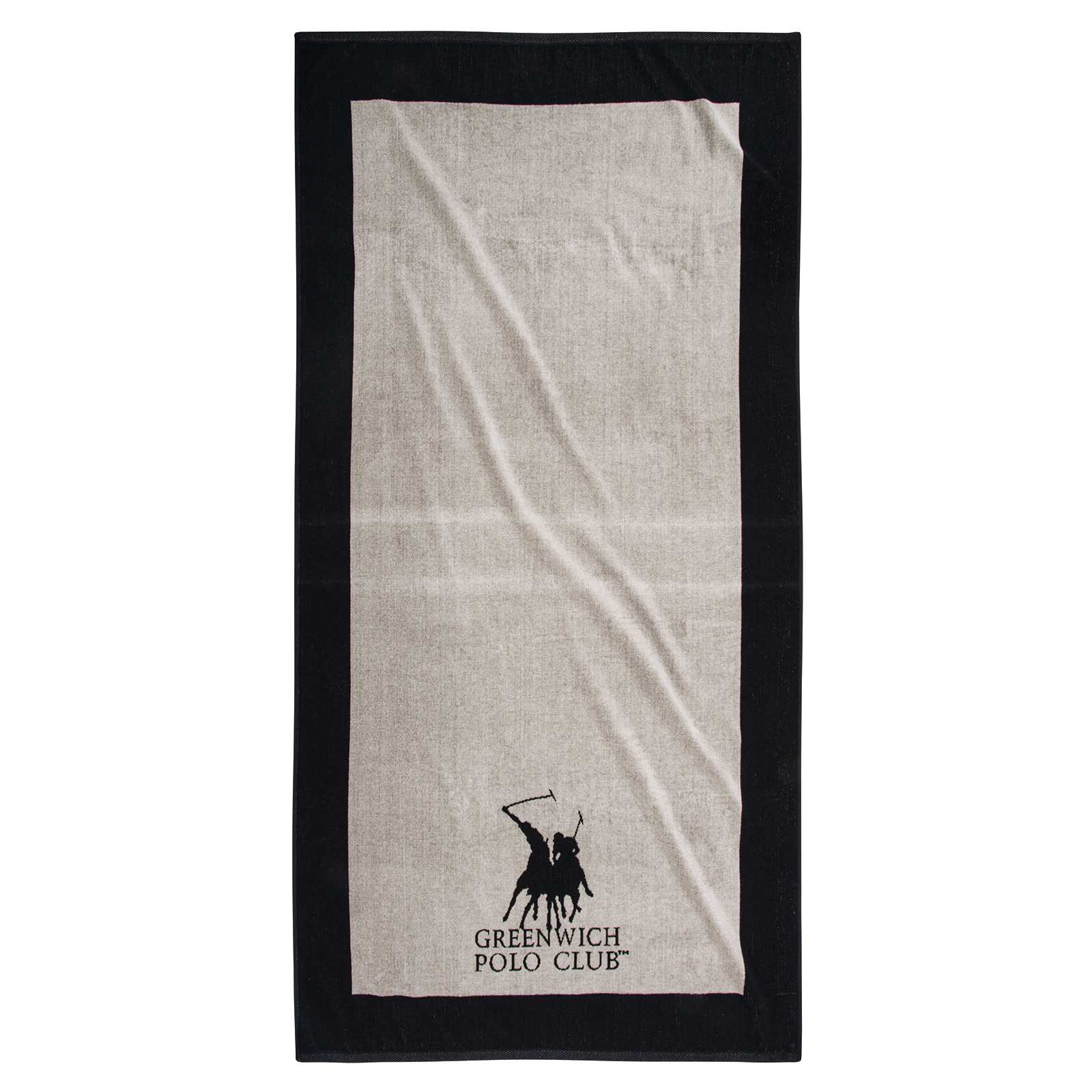 Greenwich Polo Club Πετσέτα Θαλάσσης Βαμβακερή 90x180εκ. Essential 3858 Εκρού-Μαύρη Greenwich Polo Club (Ύφασμα: Βαμβάκι 100%, Χρώμα: Μαύρο) - Greenwich Polo Club - 267901803858
