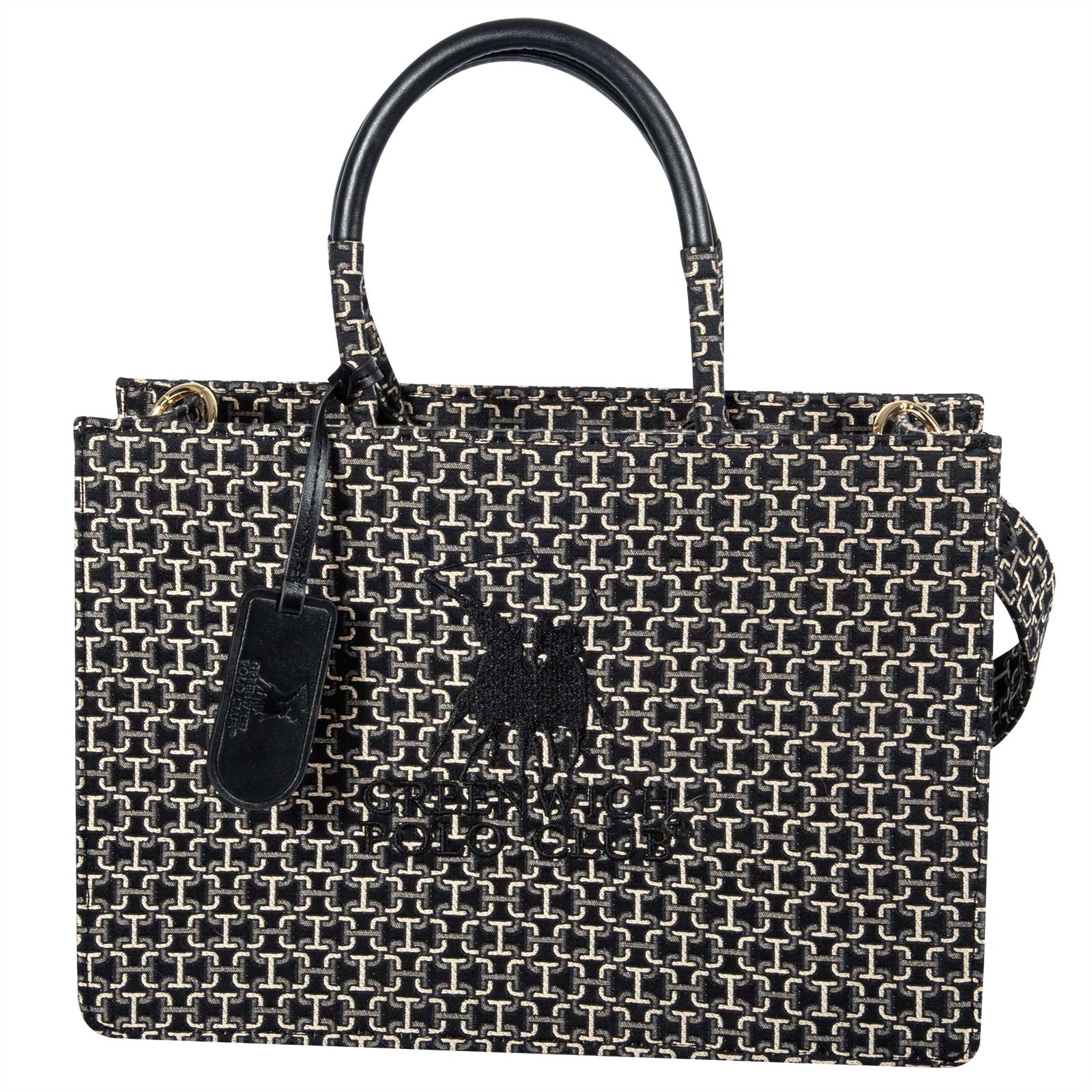 Τσάντα Ζακάρ 36x25x12εκ. Premium 7501 Black-Ecrou Greenwich Polo Club (Ύφασμα: Polyester, Χρώμα: Μαύρο) - Greenwich Polo Club - 283625127501