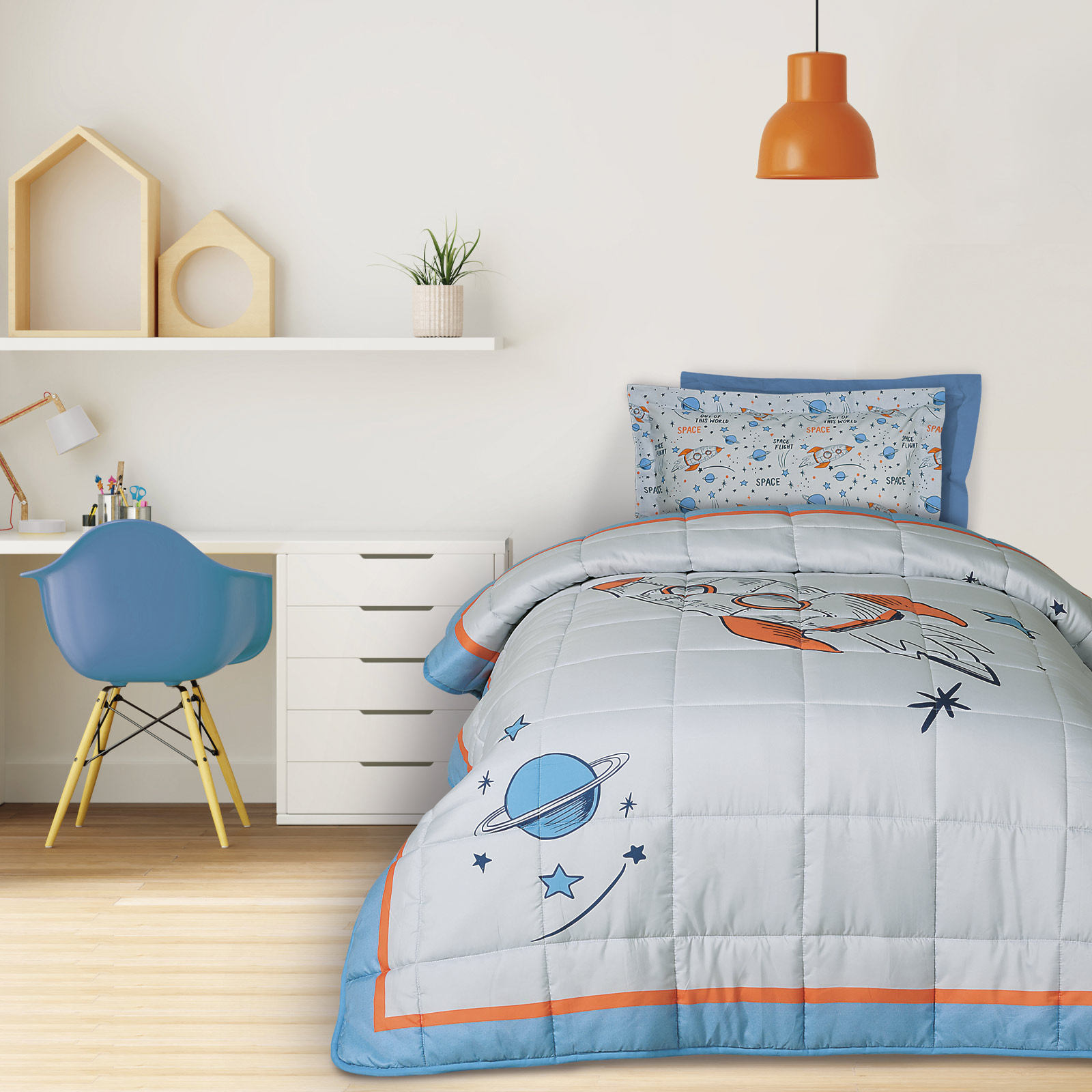 DAS KIDS Πάπλωμα 2 Όψεων Microfiber Μονό 160x220εκ. Μπλε-Γκρι-Πορτοκαλί 4912 Das Kids (Ύφασμα: Microfiber, Χρώμα: Μπλε) - DAS KIDS - 401909104912