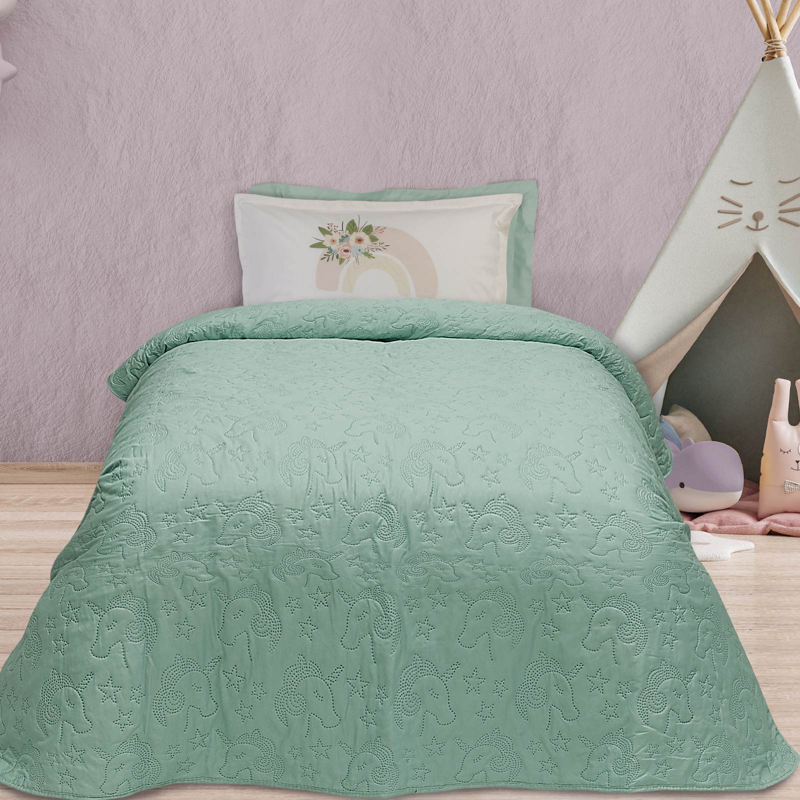 DAS KIDS Κουβερλί Microfiber Μονό 160x240εκ. Kid Line 4861 Μέντα Das Kids (Ύφασμα: Microfiber, Χρώμα: Μέντα) - DAS KIDS - 402009104861