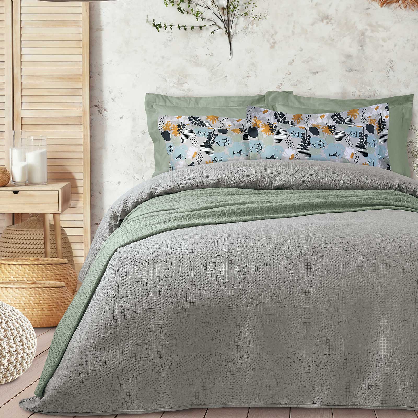 Κουβερλί Microfibre Υπέρδιπλο 220x240εκ. Happy 9564 Das Home (Ύφασμα: Microfiber, Χρώμα: Λαδί) - Das Home - 402080209564