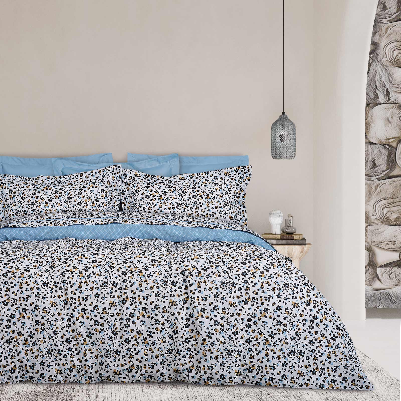 Das Home Κουβερλί Βαμβακερό Υπέρδιπλο 220x240εκ. Happy 9622 Εκρού-Μαύρο-Μπλε Das Home (Ύφασμα: Βαμβάκι 100%, Χρώμα: Μαύρο, Μέγεθος: Υπέρδιπλα) - Das Home - 402080209622