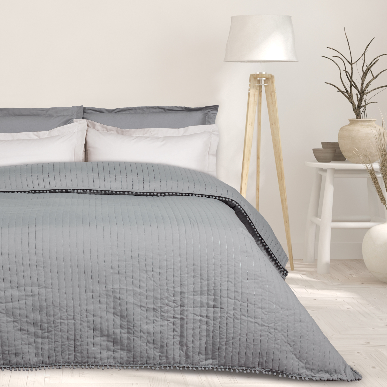 Κουβερλί Microfiber Υπέρδιπλο 220x240εκ. Happy 9653 Γκρ