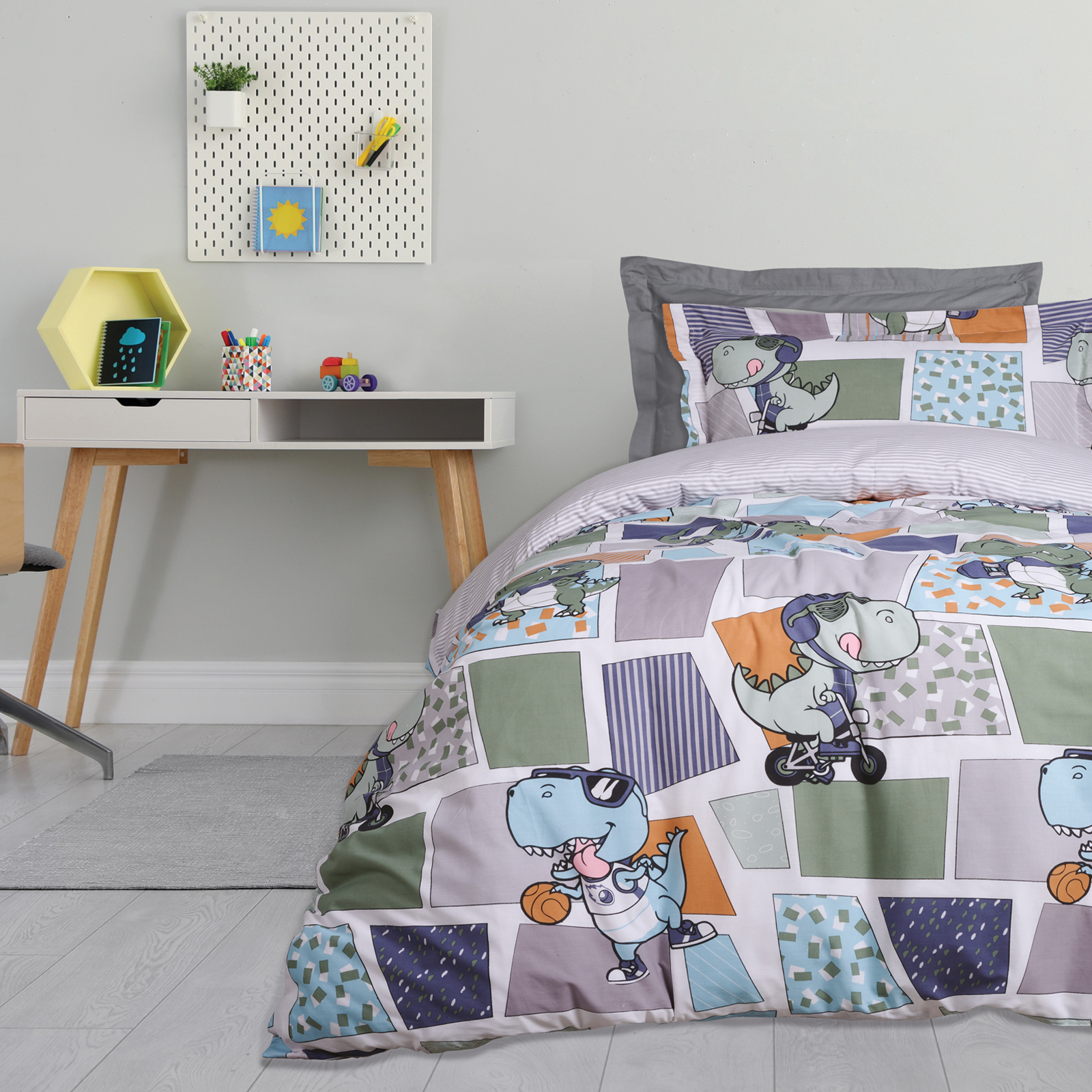 Σετ Παπλωματοθήκη 2 Όψεων Polycotton Μονή 160×240εκ. Kid Line 4874 Γκρι-Μπλε-Χακί Das Kids (Χρώμα: Μπλε, Ύφασμα: 70% Βαμβάκι-30% Polyester) – DAS KIDS – 406009104874