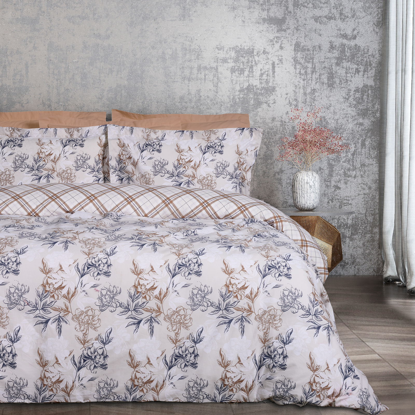 Das Home Σετ Παπλωματοθήκη Polycotton Μονή 160x240εκ. Casual 5422 Μπλε-Taupe Das Home (Χρώμα: Μπλε, Ύφασμα: 70% Βαμβάκι-30% Polyester, Μέγεθος: Μονά) - Das Home - 406009105422