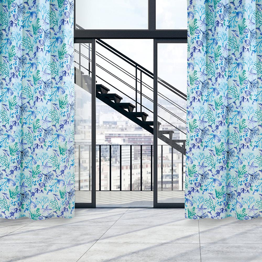 Κουρτίνα Με Τρούκς Polycotton 140x260εκ. Curtain Line 2102 Das Home (Ύφασμα: 60% Cotton - 40% Polyester, Χρώμα: Μπλε) - Das Home - 420142602102