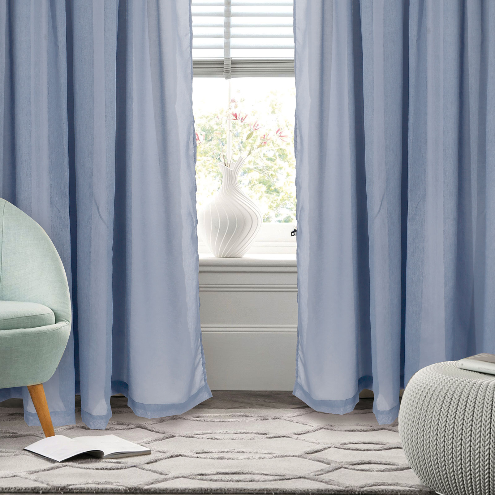 Das Home Κουρτίνα Με Τρέσα Polyester 450x270εκ. Curtain Line 2199 Das Home (Ύφασμα: Polyester, Χρώμα: Γαλάζιο ) - Das Home - 420452702199