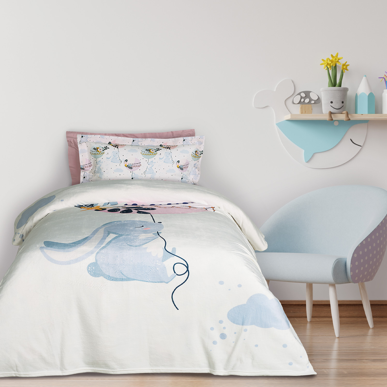 DAS KIDS Κουβέρτα Fleece Μονή 160x220εκ. 4915 Γαλάζια-Μέντα-Ροζ Das Kids (Ύφασμα: Polyester, Χρώμα: Ροζ) - DAS KIDS - 420588104915