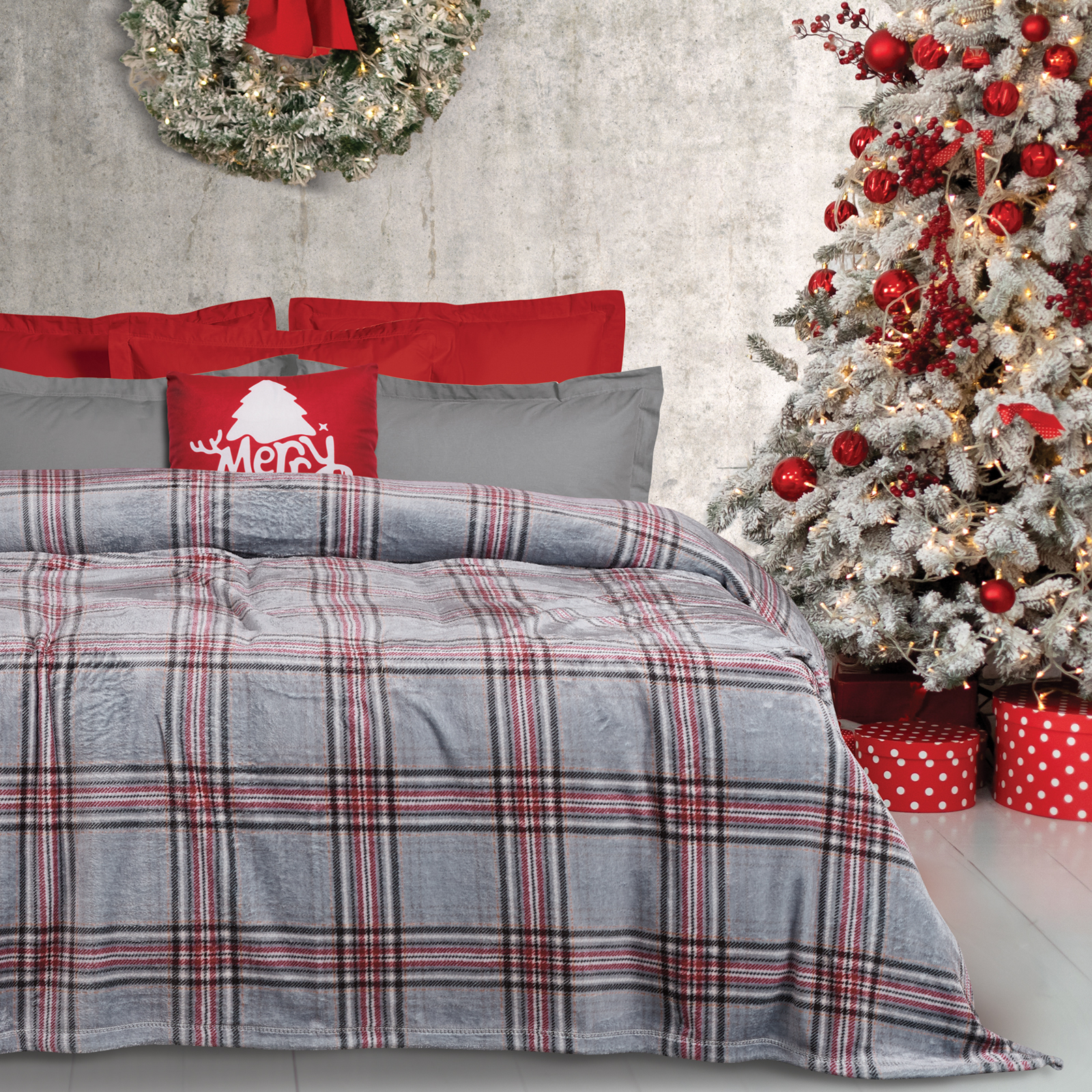 Das Home Κουβέρτα Fleece Μονή 160x220εκ. Blankets 1362 Γκρι-Κόκκινο Das Home (Ύφασμα: Polyester, Χρώμα: Κόκκινο, Μέγεθος: Μονά) - Das Home - 420588161362