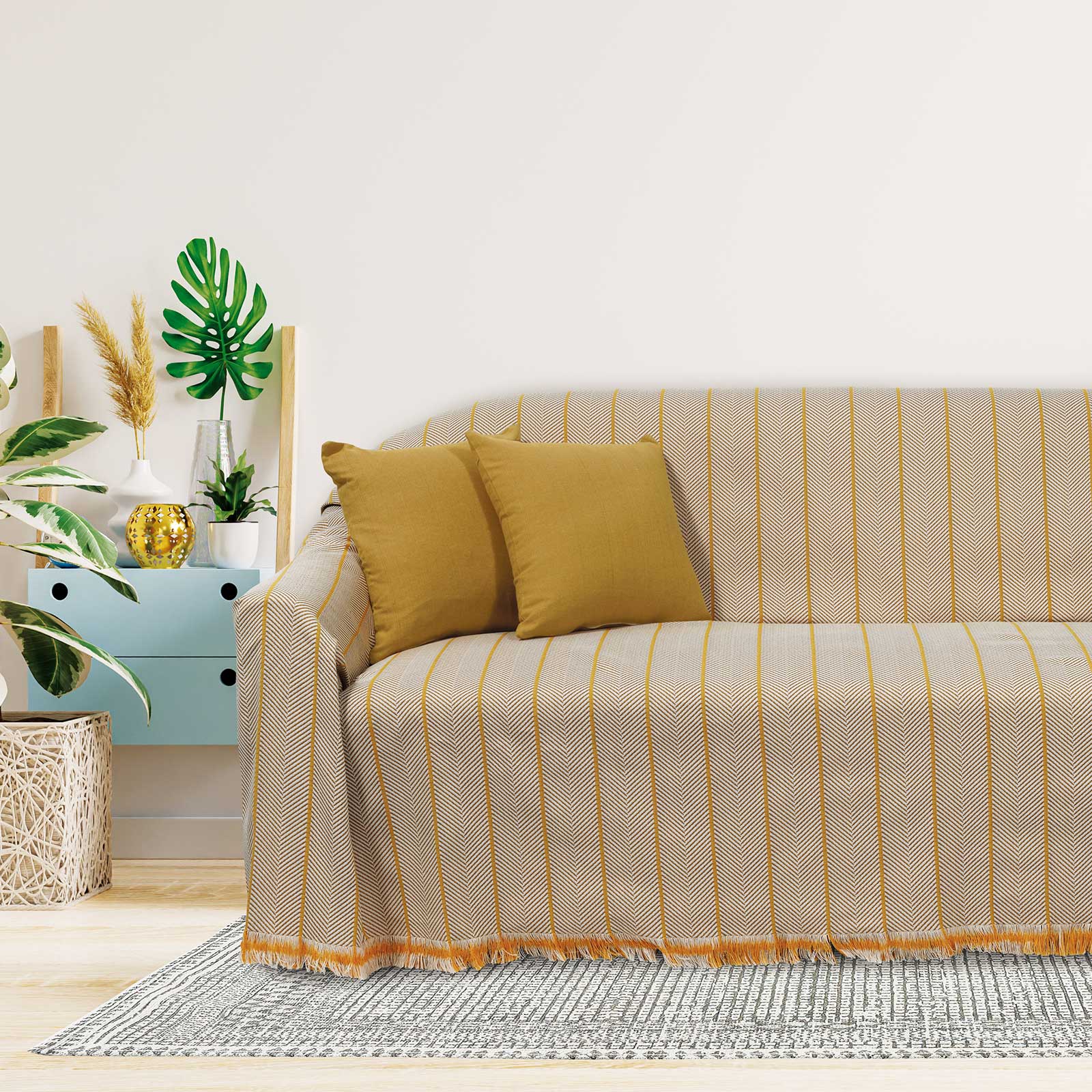 Ριχτάρι Βαμβακερό Ζακάρ Διθέσιου 180x250εκ. Throws Line 0229 Das Home (Ύφασμα: Βαμβάκι 100%, Χρώμα: Εκρού ) - Das Home - 420618250229