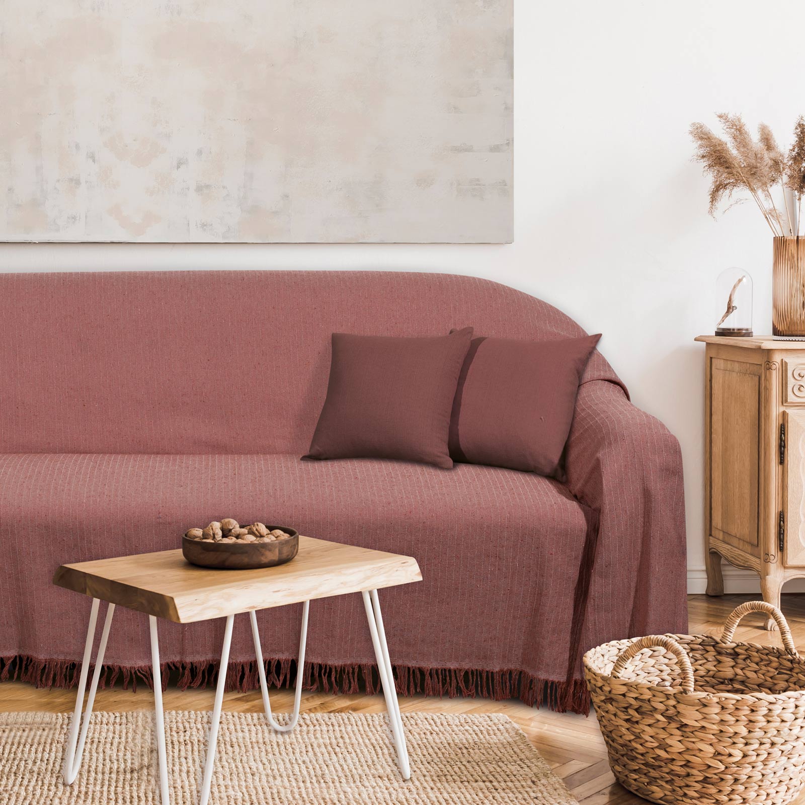 Ριχτάρι Polycotton Ζακάρ Διθέσιος 180×250εκ. Throws Line 0241 Τερακότα Das Home (Ύφασμα: 90%Βαμβάκι-10%Polyester, Χρώμα: Τερακότα) – Das Home – 420618250241