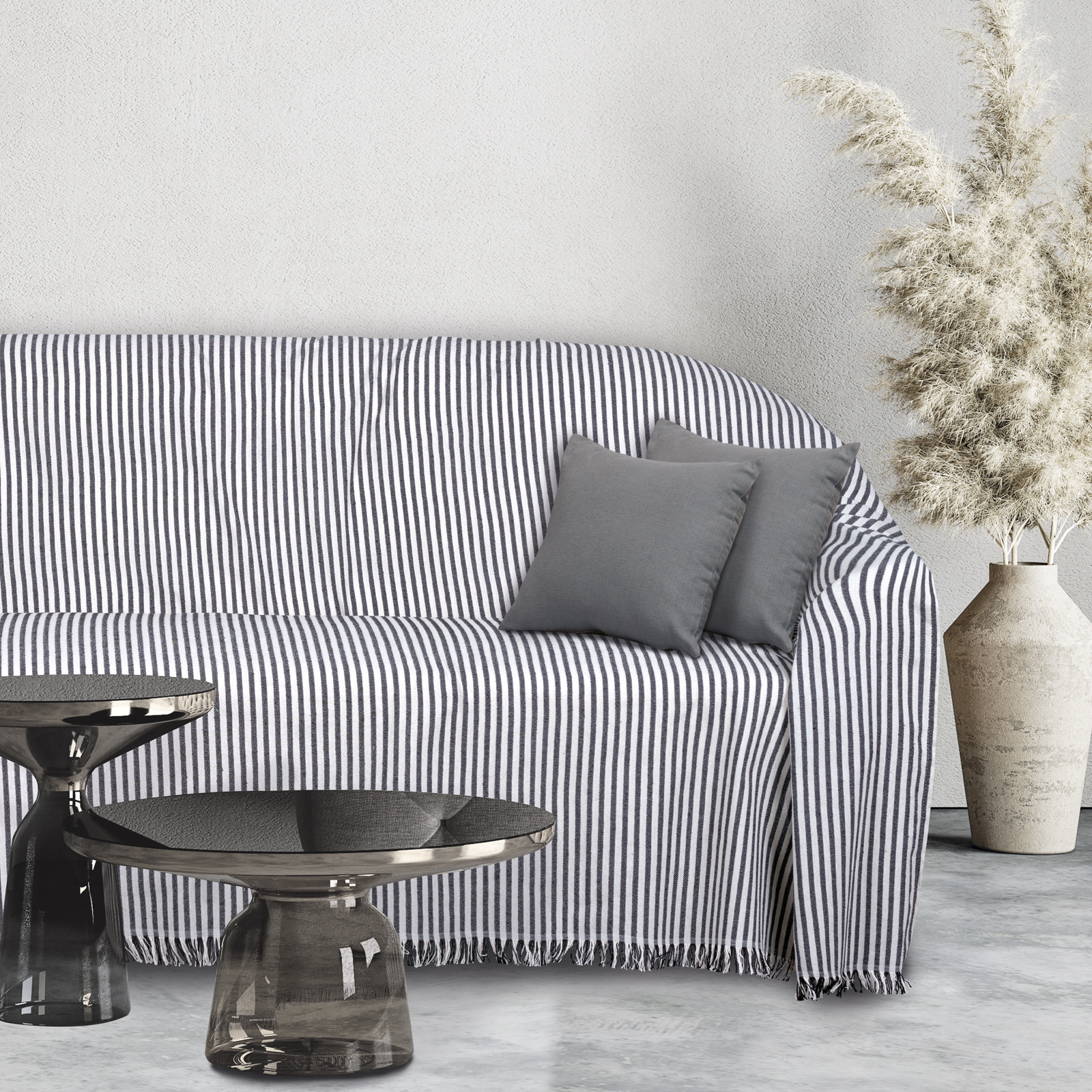 Ριχτάρι Polycotton Ζακάρ Διθέσιος 180×250εκ. Throws Line 0253 Εκρού-Μαύρο Das Home (Χρώμα: Μαύρο, Ύφασμα: 90%Βαμβάκι-10%Polyester) – Das Home – 420618250253