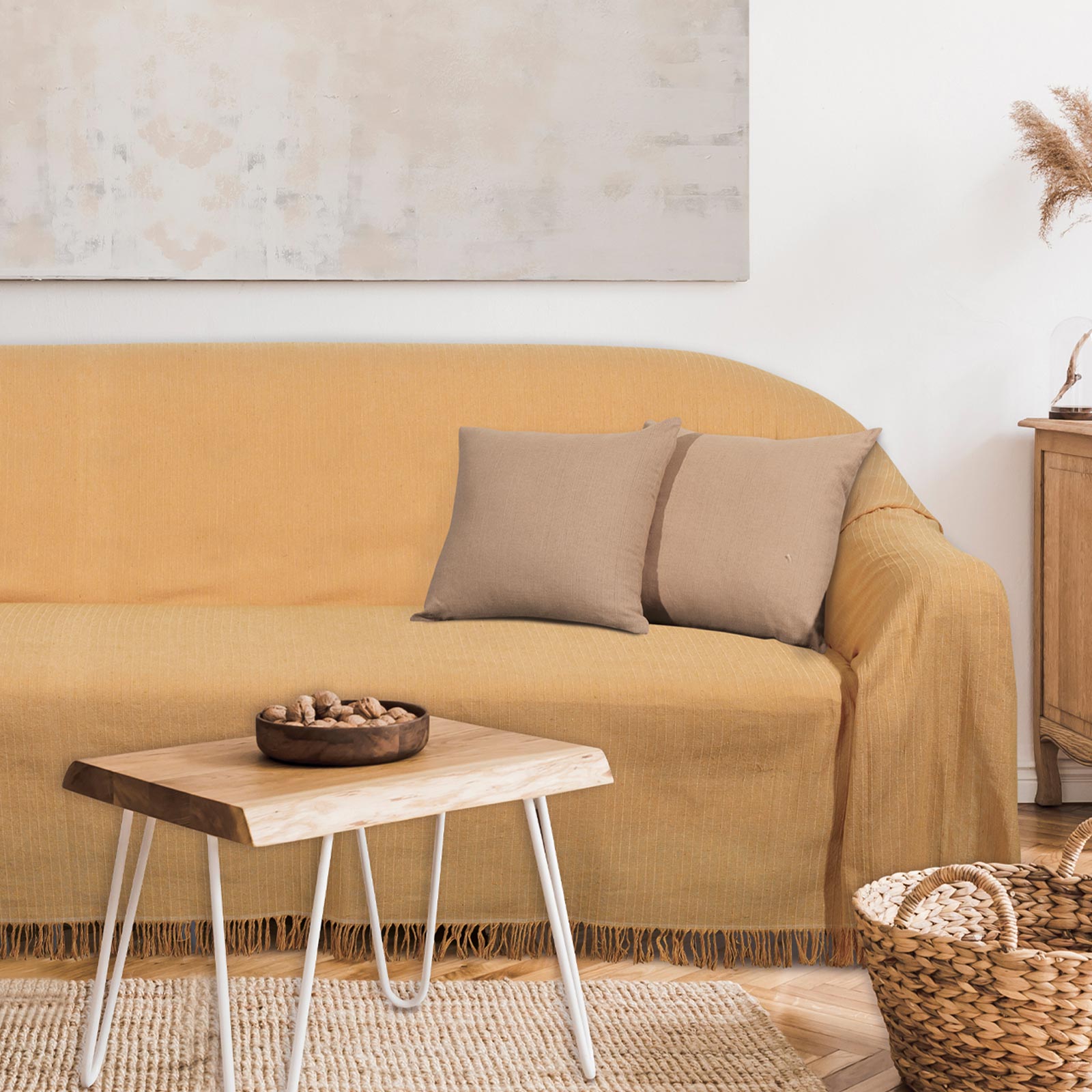 Ριχτάρι Polycotton Τριθέσιος 180x300εκ. Throws Line 0242 Ώχρα Das Home (Χρώμα: Ώχρα, Ύφασμα: 90%Βαμβάκι-10%Polyester) - Das Home - 420618300242