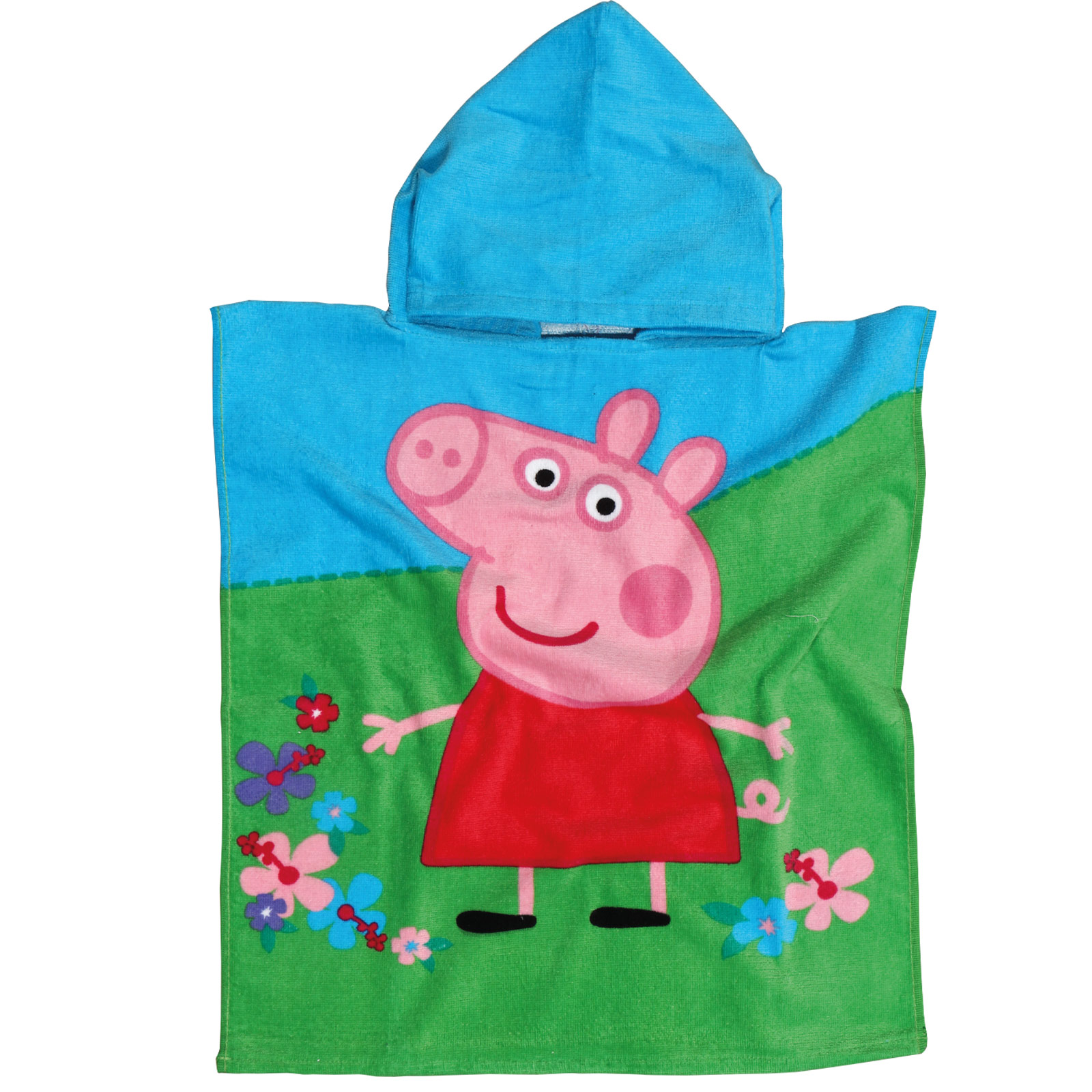 Πόντσο Βαμβακερό 50×115εκ. Peppa Pig Cartoon 5869 Γαλάζιο-Πράσινο-Ροζ Disney (Ύφασμα: Βαμβάκι 100%, Χρώμα: Ροζ) – CARTOON KIDS – 420708505869