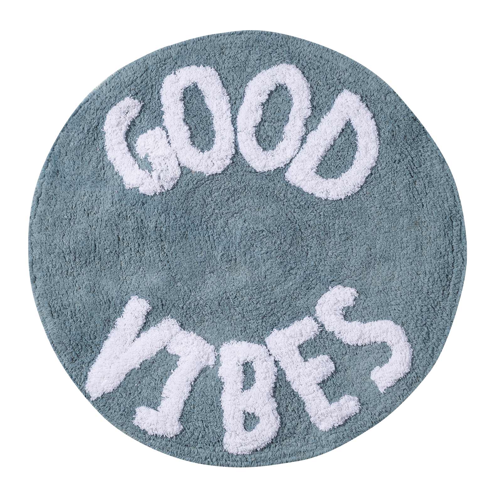 Ταπέτο Μπάνιου Βαμβακερό Φ60εκ. Bathmats 0680 Γαλάζιο-Λευκό Das Home (Ύφασμα: Βαμβάκι 100%, Χρώμα: Λευκό) - Das Home - 420760900680