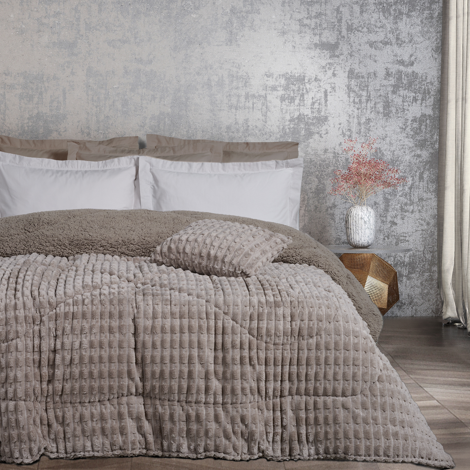 Das Home Κουβερτοπάπλωμα Fleece-Sherpa Μονό 160x220εκ. Blankets 1177 Taupe Das Home (Ύφασμα: Polyester, Μέγεθος: Μονά, Χρώμα: Taupe) - Das Home - 421910101177
