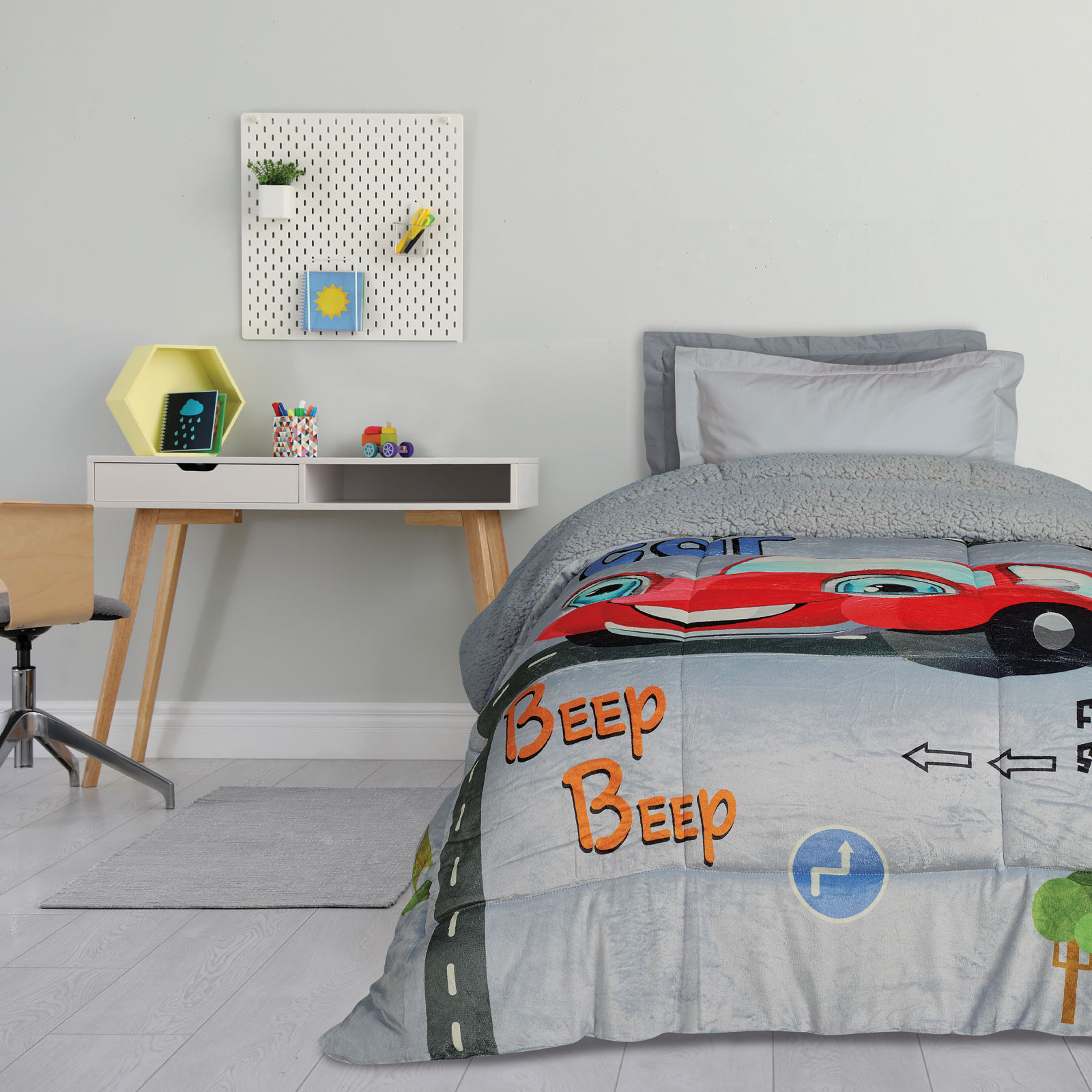 DAS KIDS Κουβερτοπάπλωμα Fleece-Sherpa Μονό 160x220εκ. Kid 4923 Γκρι-Κόκκινο Das Kids (Ύφασμα: Polyester, Χρώμα: Κόκκινο) - DAS KIDS - 421910104923