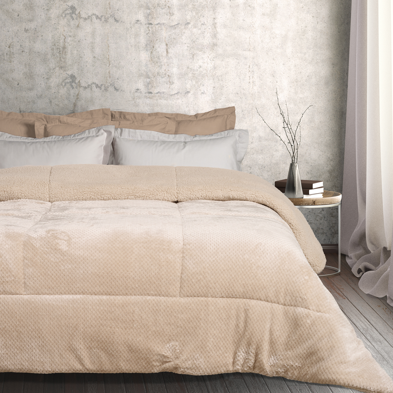 Das Home Κουβερτοπάπλωμα Fleece-Sherpa Υπέρδιπλο 220x240εκ. Blankets 1181 Beige Das Home (Ύφασμα: Polyester, Χρώμα: Μπεζ) - Das Home - 421910201181