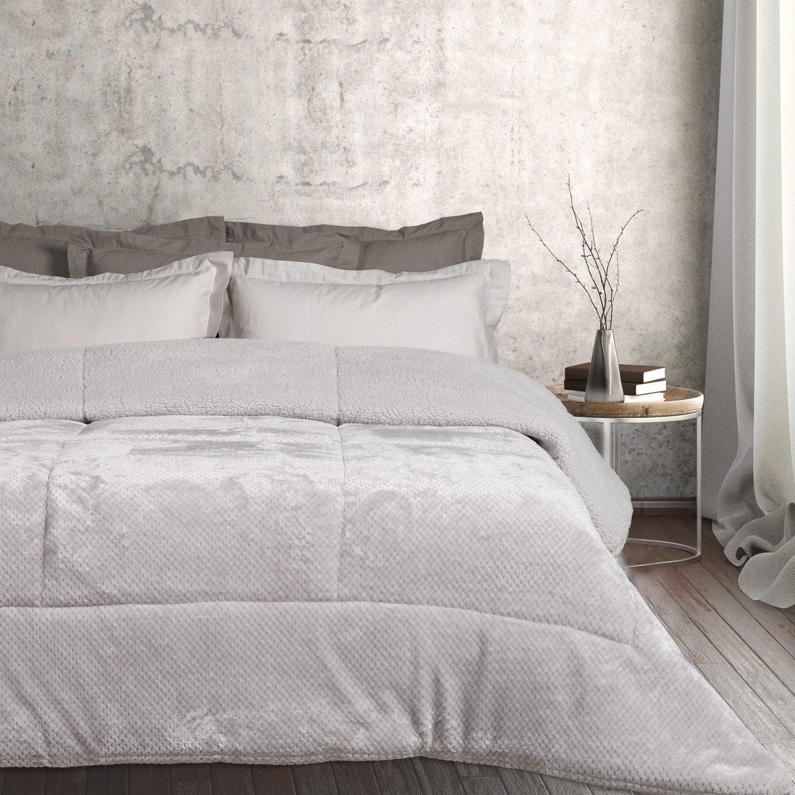Das Home Κουβερτοπάπλωμα Fleece-Sherpa Υπέρδιπλο 220x240εκ. Blankets 1182 Ice Grey Das Home (Ύφασμα: Polyester, Χρώμα: Γκρι) - Das Home - 421910201182