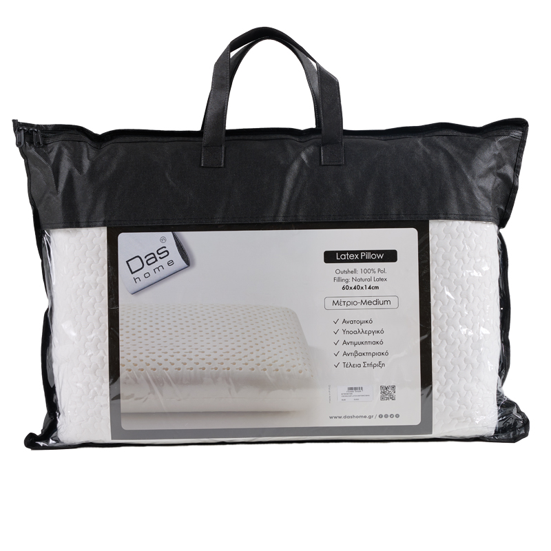 Das Home Μαξιλάρι Ύπνου Μέτριας Σκληρότητας 60x40εκ. Latex Anatomic 1038 Λευκό Das Home (Ύφασμα: Polyester, Χρώμα: Λευκό, Υλικό: Latex) - Das Home - 421940601038