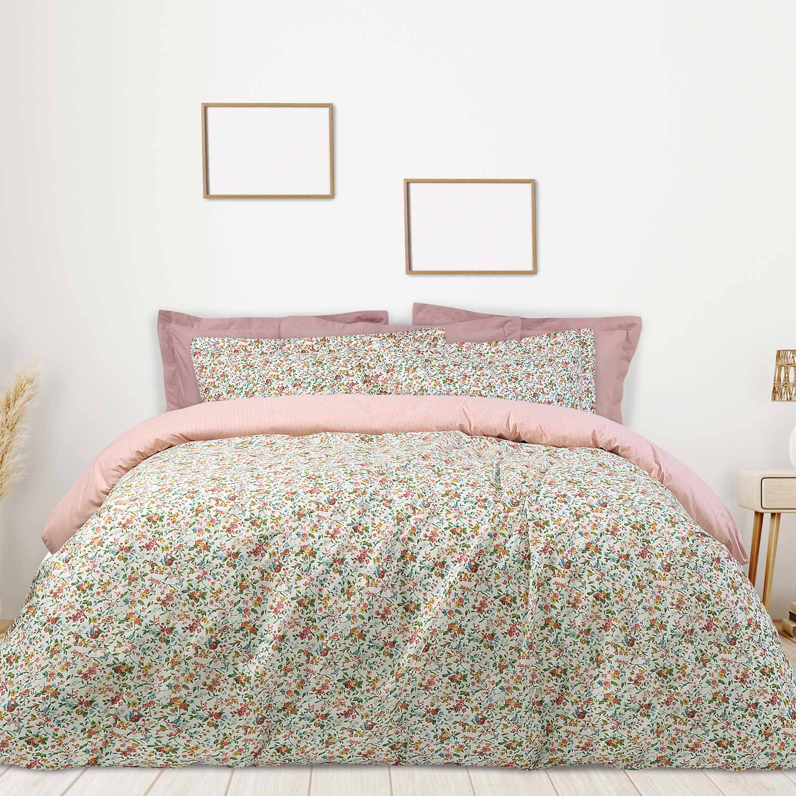 Σετ Σεντόνια Polycotton Μονά Με Λάστιχο 120x200+35εκ. Casual 5403 Κρεμ-Πράσινο-Σομόν Das Home (Τύπος κατωσέντονου: Με Λάστιχο, Χρώμα: Σομόν, Ύφασμα: 70% Βαμβάκι-30% Polyester, Μέγεθος: Μονά) - Das Home - 502108105403