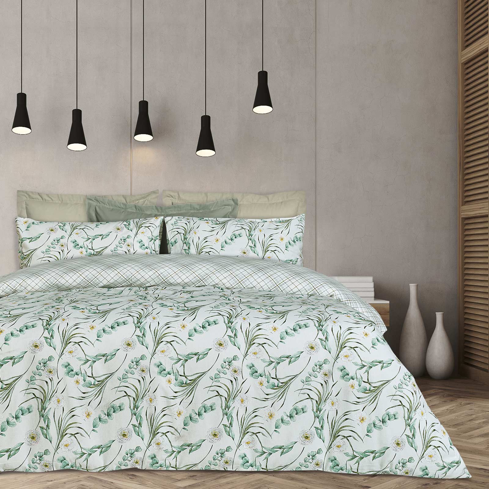 Σετ Σεντόνια Φανελένια Μονά 170x260εκ. Flannel Line 9618 Ιβουάρ-Πράσινα Das Home (Τύπος κατωσέντονου: Χωρίς Λάστιχο, Ύφασμα: Φανέλα, Χρώμα: Ιβουάρ, Μέγεθος: Μονά) - Das Home - 502108109618