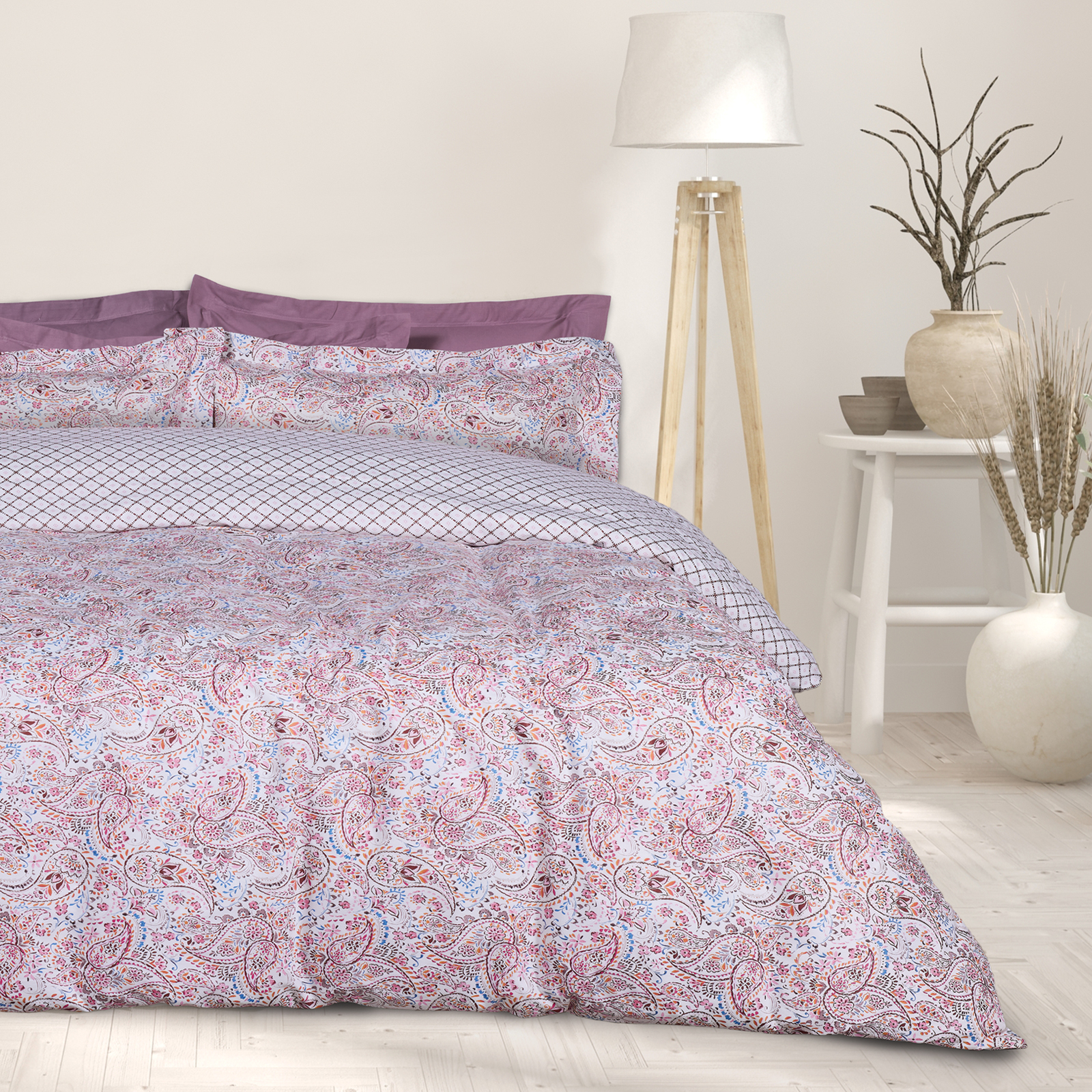 Σετ Σεντόνια Βαμβακερά King 260x280εκ. Happy 9669 Ροζ-Κ