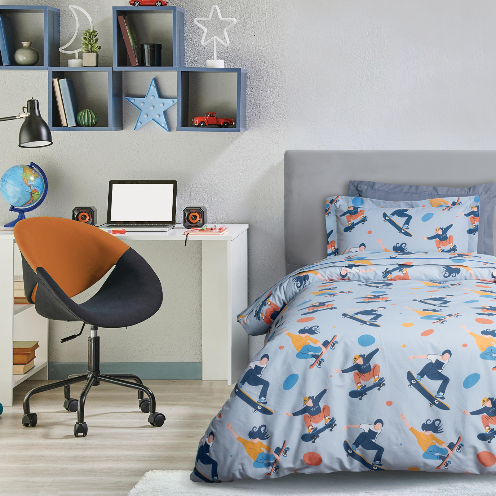 Σετ Σεντόνια Polycotton Μονά 170x260εκ. Kid Line 4985 Grey Das Kids (Τύπος κατωσέντονου: Χωρίς Λάστιχο, Χρώμα: Γκρι, Ύφασμα: 70% Βαμβάκι-30% Polyester) - DAS KIDS - 502109104985