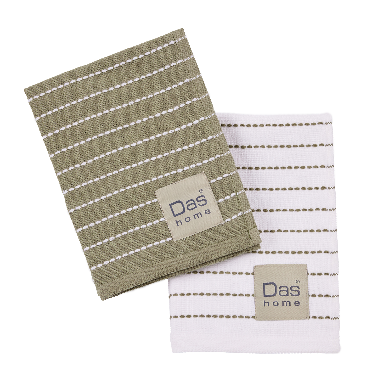 Das Home Ποτηρόπανο Σετ 2τμχ Βαμβακερό 30x50εκ. Kitchen 0822 Green-White Das Home (Ύφασμα: Βαμβάκι 100%, Χρώμα: Λευκό) - Das Home - 527030500822