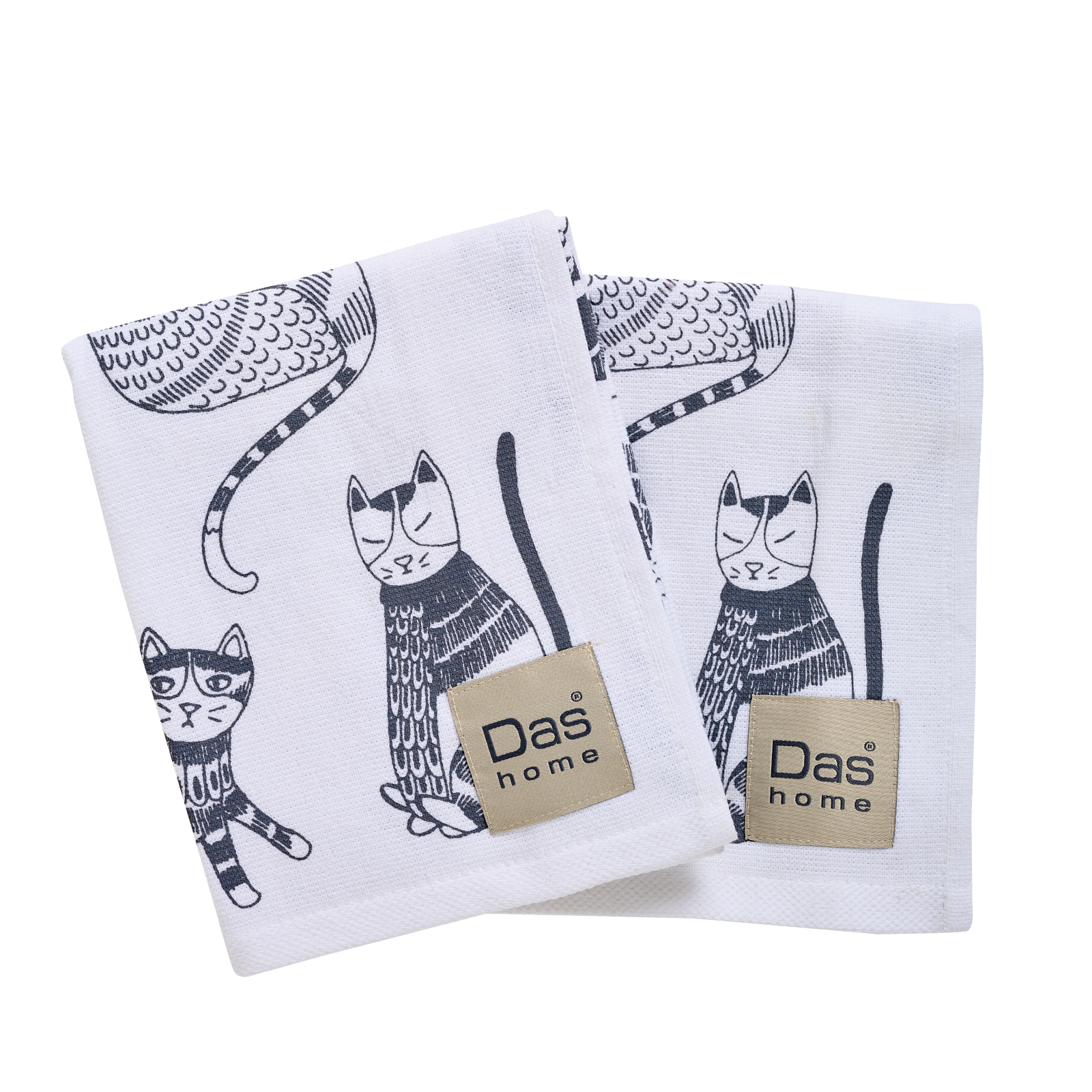 Das Home Ποτηρόπανο Σετ 2τμχ Βαμβακερό 40x60εκ. Kitchen 0735 Λευκό-Γκρι Das Home (Ύφασμα: Βαμβάκι 100%, Χρώμα: Λευκό) - Das Home - 527040600735