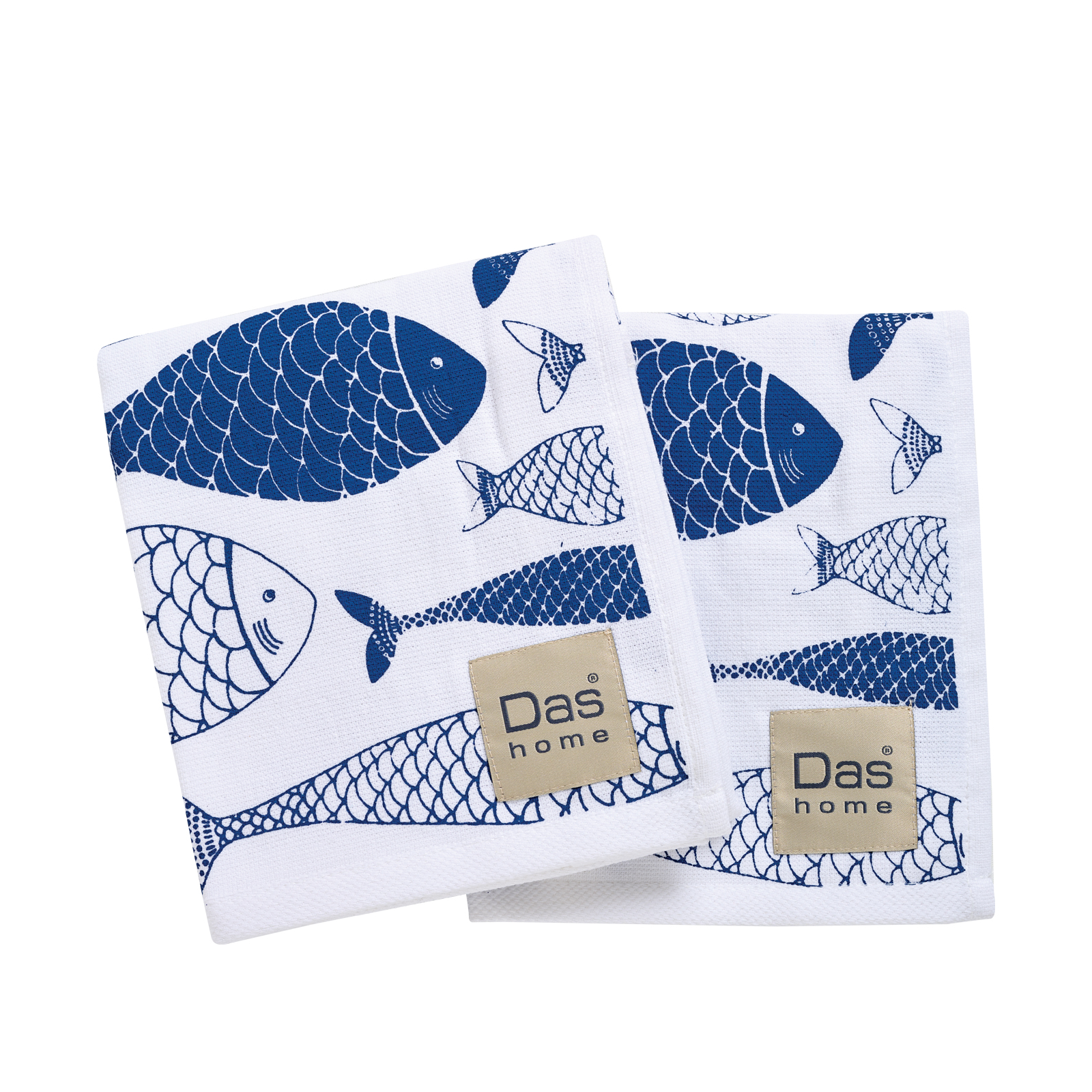 Ποτηρόπανο Σετ 2τμχ Βαμβακερό 40x60εκ. Kitchen 0737 Λευκό-Μπλε Das Home (Ύφασμα: Βαμβάκι 100%, Χρώμα: Λευκό) - Das Home - 527040600737