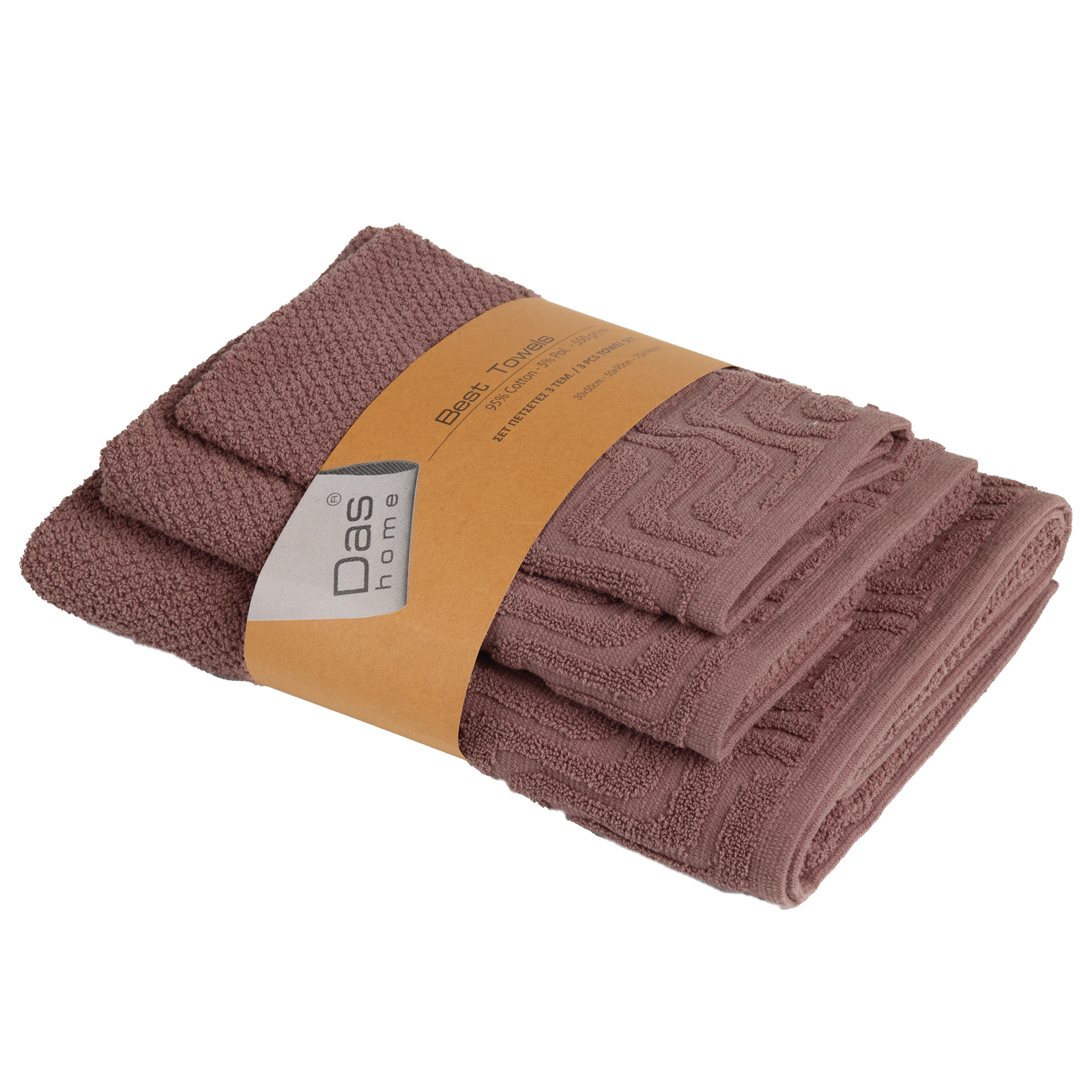 Σετ Πετσέτες 3τμχ Polycotton Best 0879 Dark Nude Das Home (Χρώμα: Nude, Μέγεθος: Σετ, Ύφασμα: 95% Βαμβάκι-5% Polyester) - Das Home - 530708000879