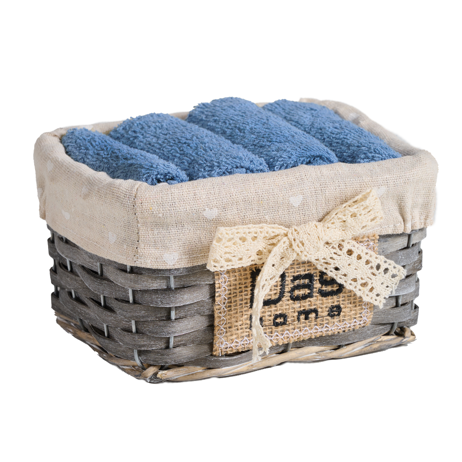 Das Home Σετ Πετσέτες Χεριών 4τμχ Soft Blue Με Καλάθι 4004 Das Home (Ύφασμα: Βαμβάκι 100%, Χρώμα: Μπλε, Μέγεθος: Χεριών ) - Das Home - 530708004004