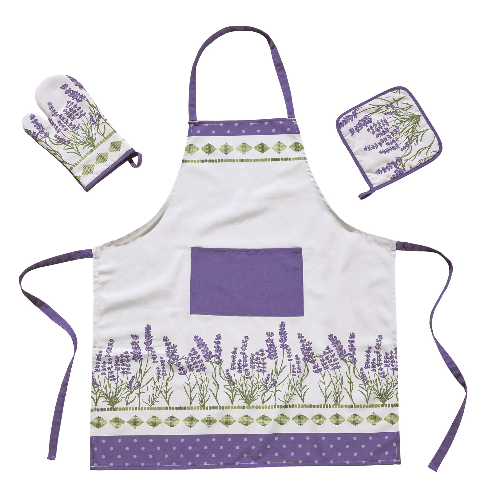 Σετ Κουζίνας 3τμχ Polycotton Kitchen 0722 Λευκό-Μωβ-Πράσινο Das Home (Χρώμα: Λευκό, Ύφασμα: 70% Πολυεστέρας-30% Βαμβάκι) - Das Home - 537000100722