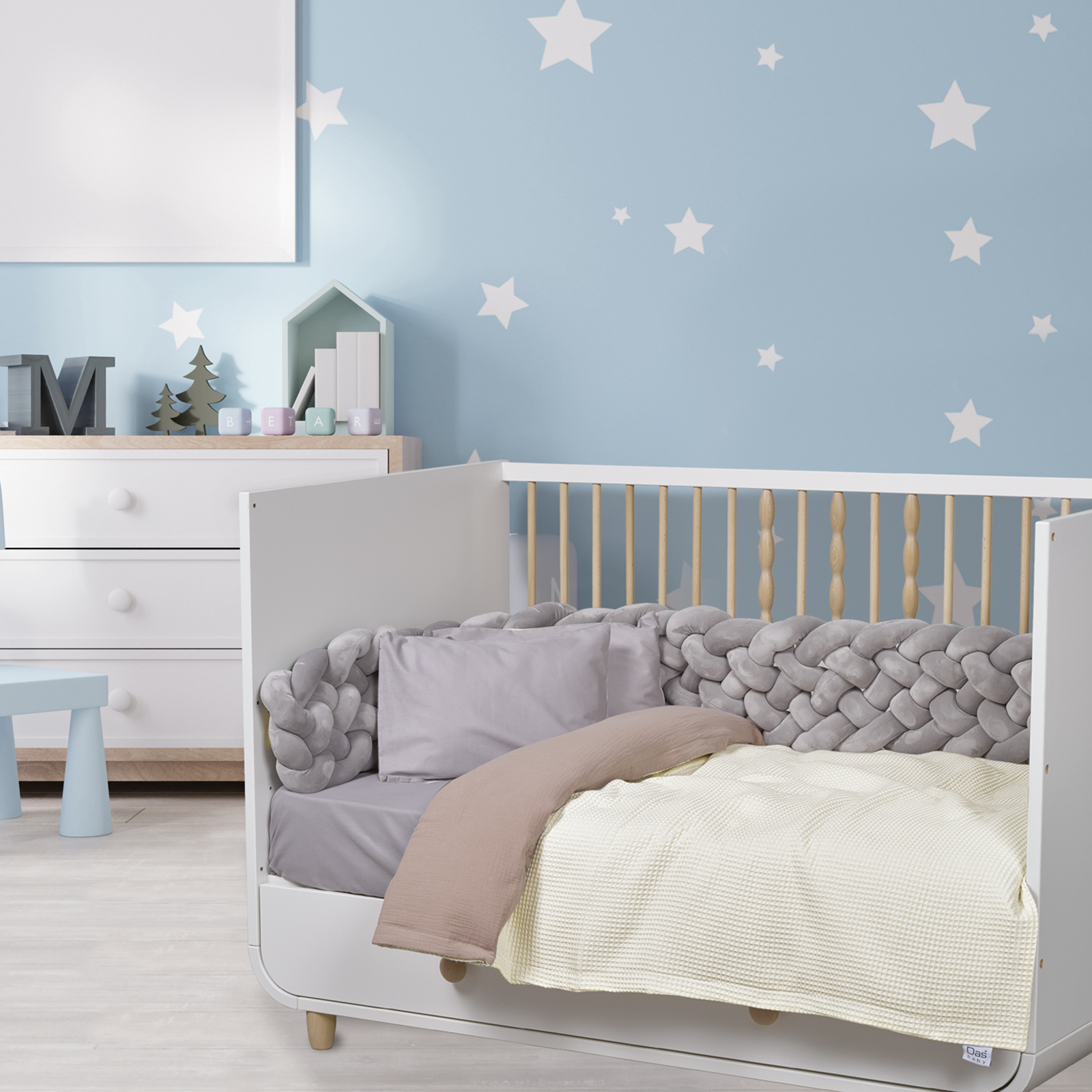 Das Baby Κουβέρτα Βαμβακερή Κούνιας 110x150εκ. Relax 4881 Ιβουάρ-Σπαγγί Das Baby (Ύφασμα: Βαμβάκι 100%, Χρώμα: Ιβουάρ) - Das Baby - 620515004881