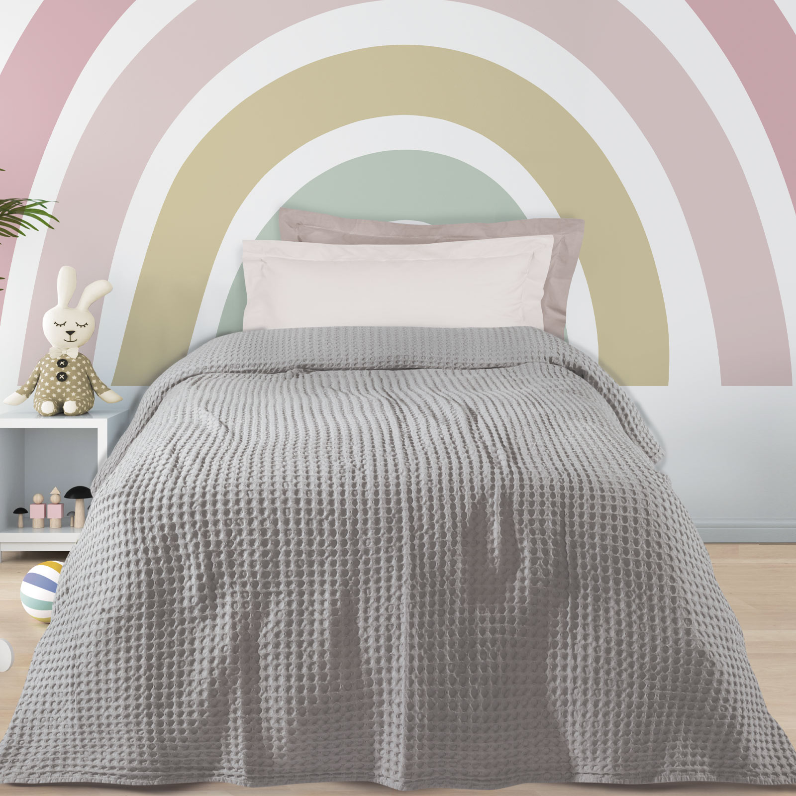 Das Home Κουβέρτα Πικέ Βαμβακερή Μονή 160x220εκ. 1202 Γκρι Das Kids (Ύφασμα: Βαμβάκι 100%, Χρώμα: Γκρι, Μέγεθος: Μονά) - Das Home - 620577711202