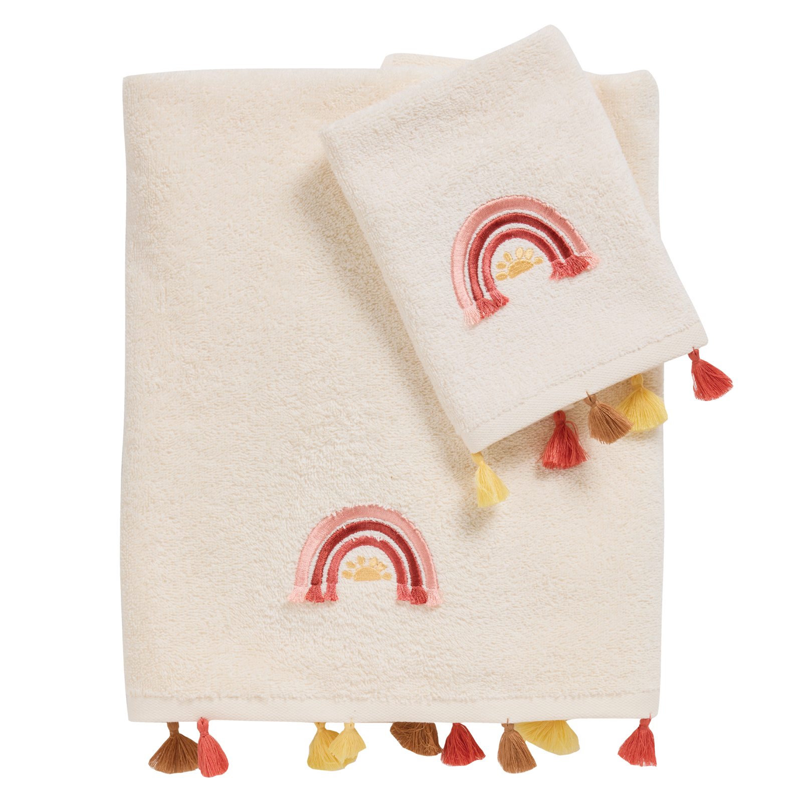 Σετ Πετσέτες 2τμχ Βαμβακερές Με Κέντημα Smile 4964 Nude