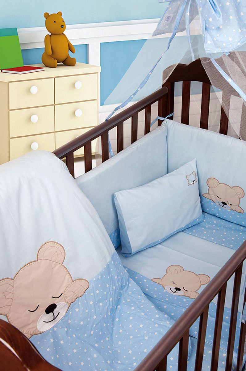 DimCol Σετ Κρεβατιού 3τμχ Μπεμπέ Sleeping Bear Cub 13 Dimcol (Ύφασμα: Βαμβάκι 100%, Χρώμα: Μπλε) - DimCol - 1212410001701328