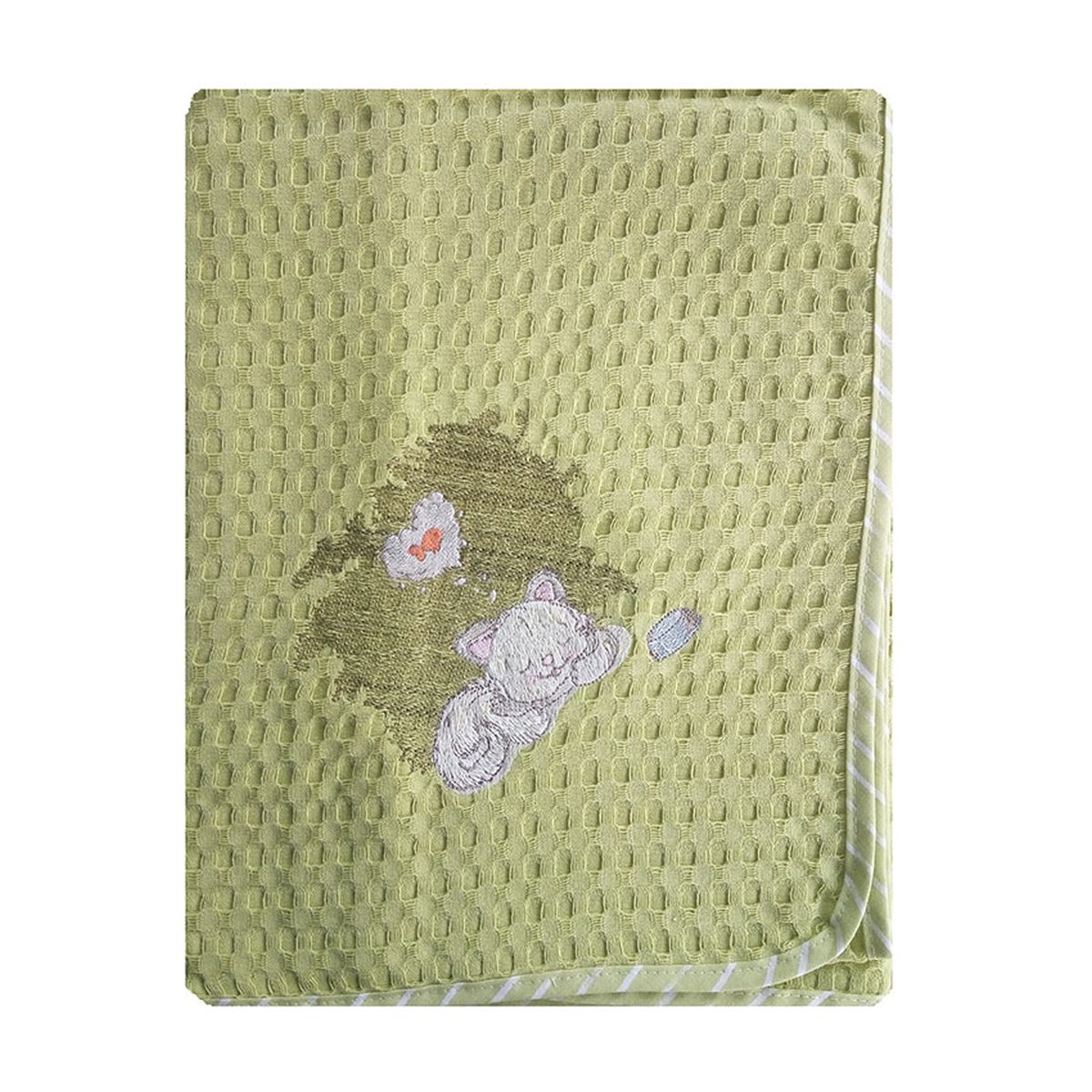 DimCol Κουβέρτα Αγκαλιάς Πικέ 80x110εκ. Γατάκι 128 Dim Collection (Ύφασμα: Βαμβάκι 100%, Χρώμα: Λαχανί ) - DimCol - 1210413702312816