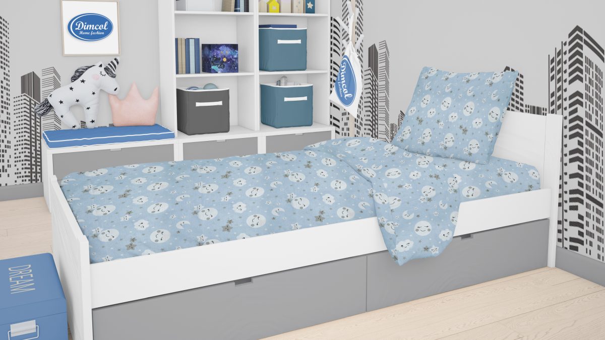 DimCol - ΣΗΜΑΝΤΙΚΟ: Σε περίπτωση διαφοράς τιμής από το κατάστημα ισχύει παντα και μόνο η τιμή του καταστήματος Σετ Σεντόνια Μονά 3τμχ Smile 81 Blue Dimcol (Ύφασμα: Βα