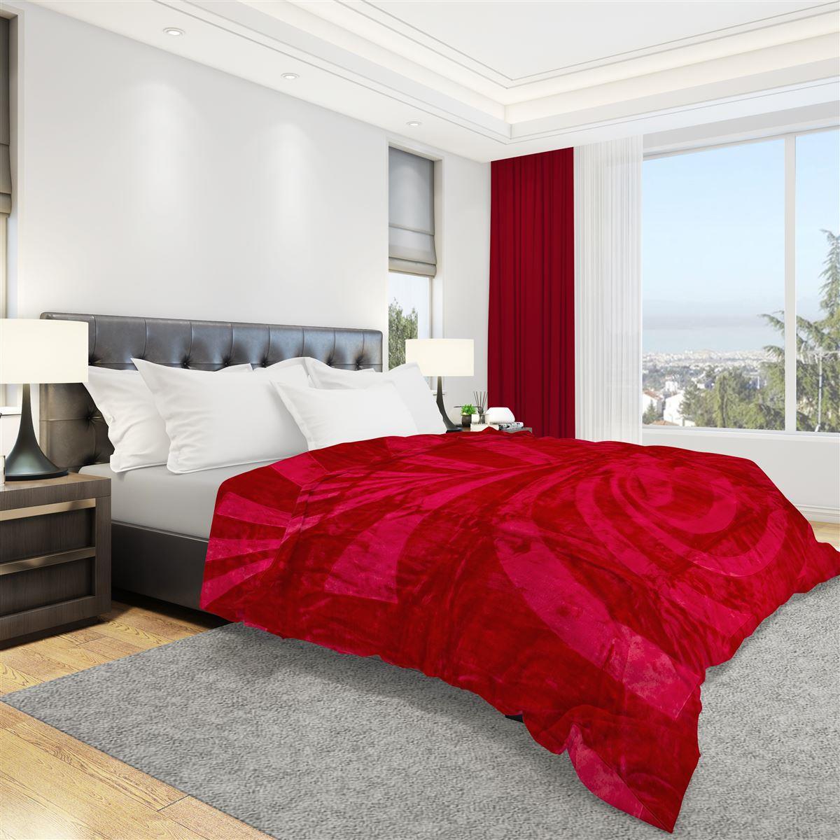 Κουβέρτα Μονή Βελουτέ 160x220εκ. Κόκκινη Dimcol (Ύφασμα: Polyester, Χρώμα: Κόκκινο,...